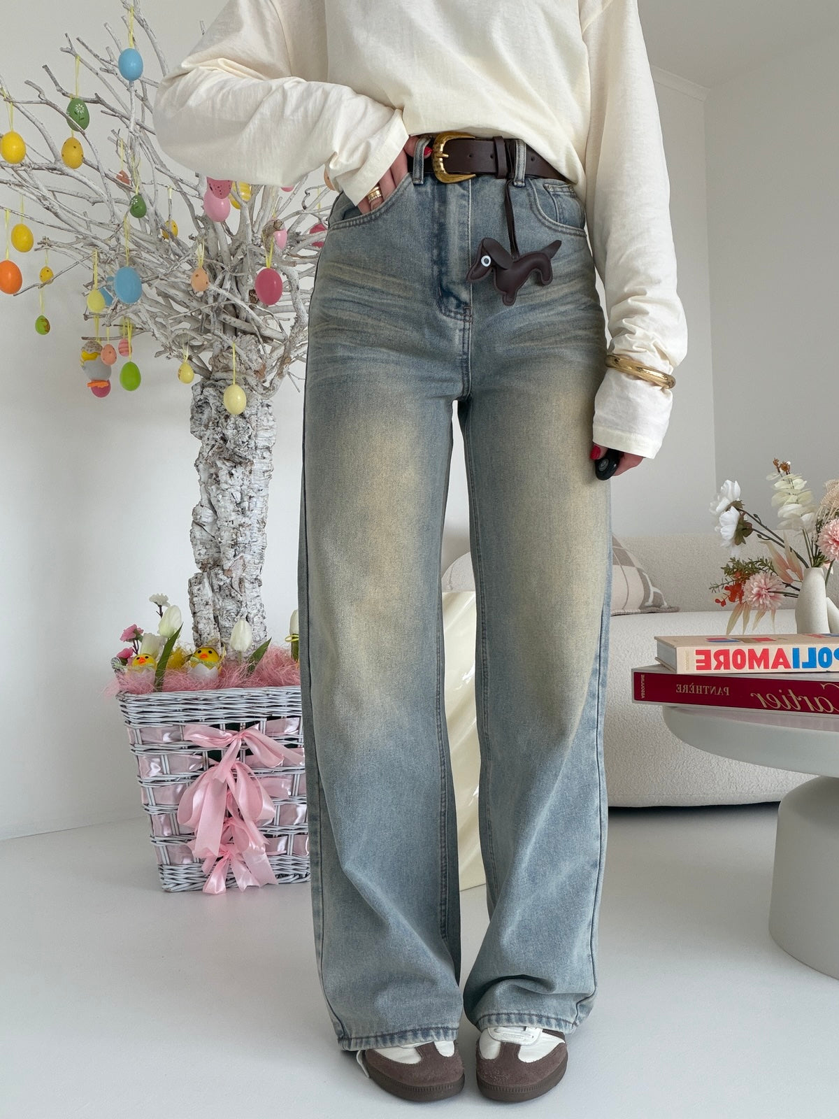 MI2622-JEANS+CINTURA LAVAGGIO SABBIATO