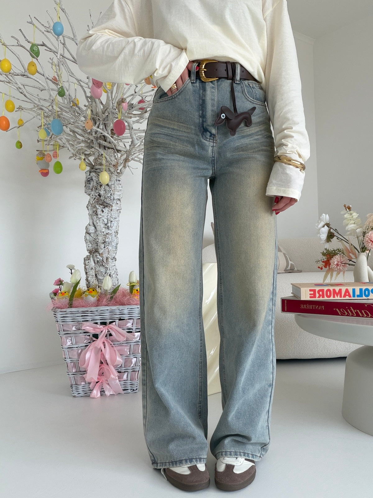 MI2622-JEANS+CINTURA LAVAGGIO SABBIATO