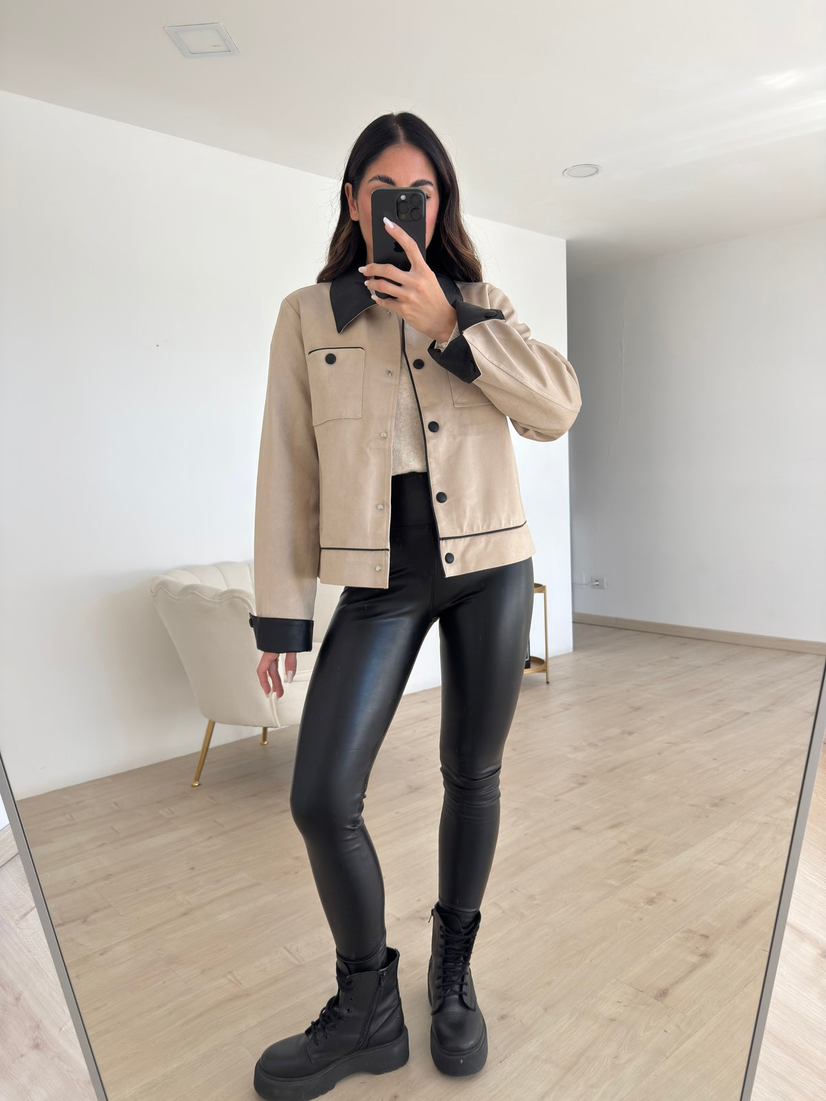 VS19039-LEGGINS ECOPELLE NERO