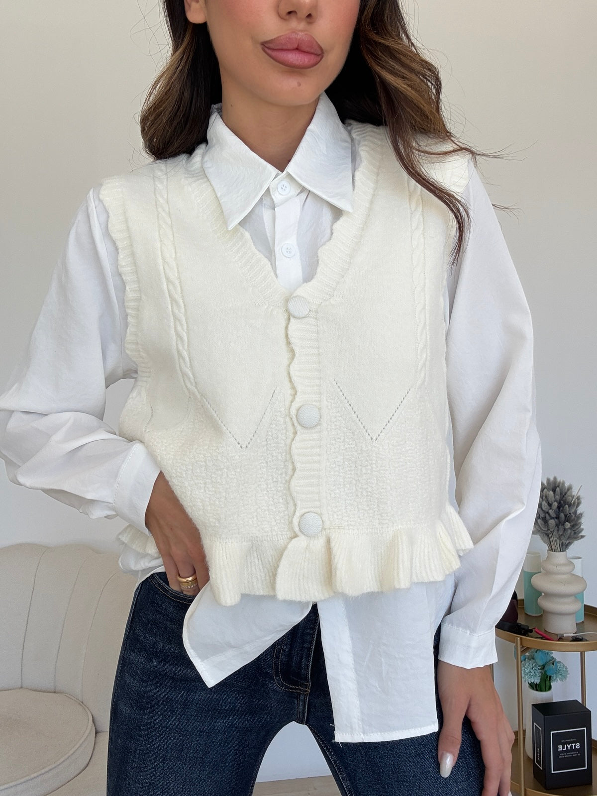 8313-CAMICIA+GILET ARYA BURRO