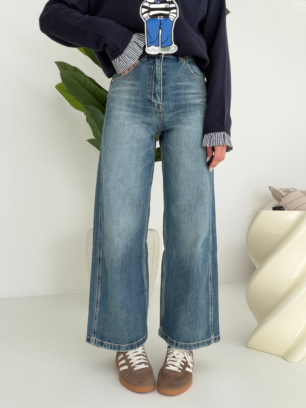 H5760-JEANS PALAZZO CROP MANDY