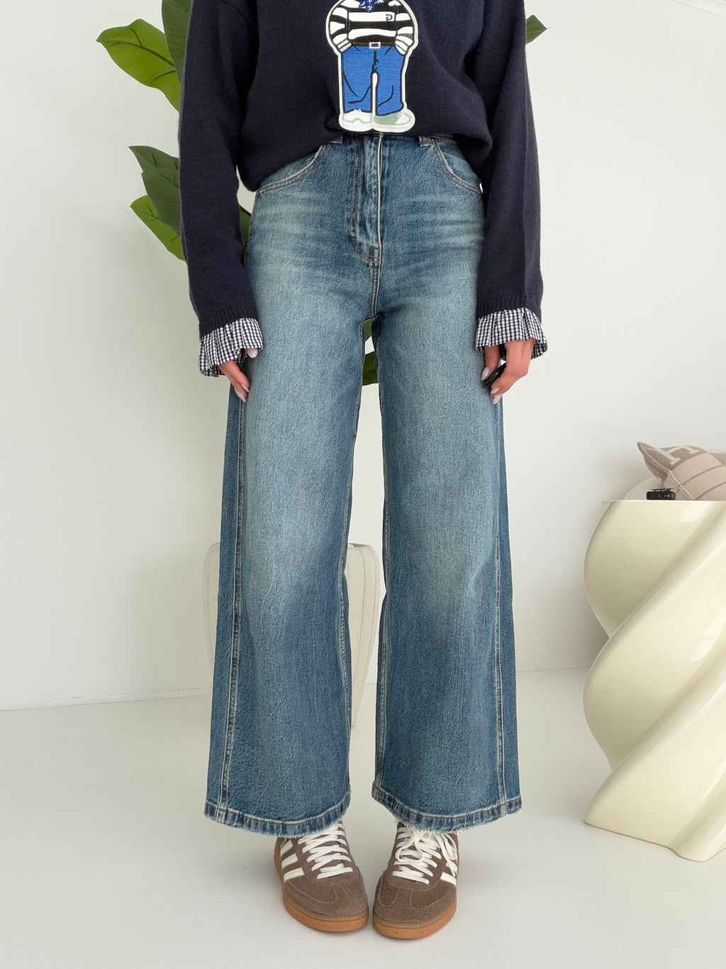 H5760-JEANS PALAZZO CROP MANDY