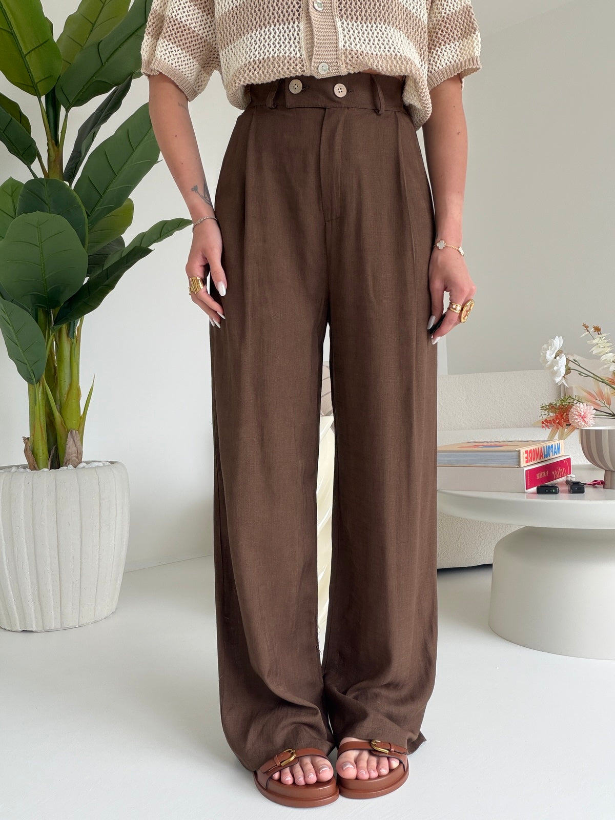 PANTALONE PALAZZO MUST CHOCO