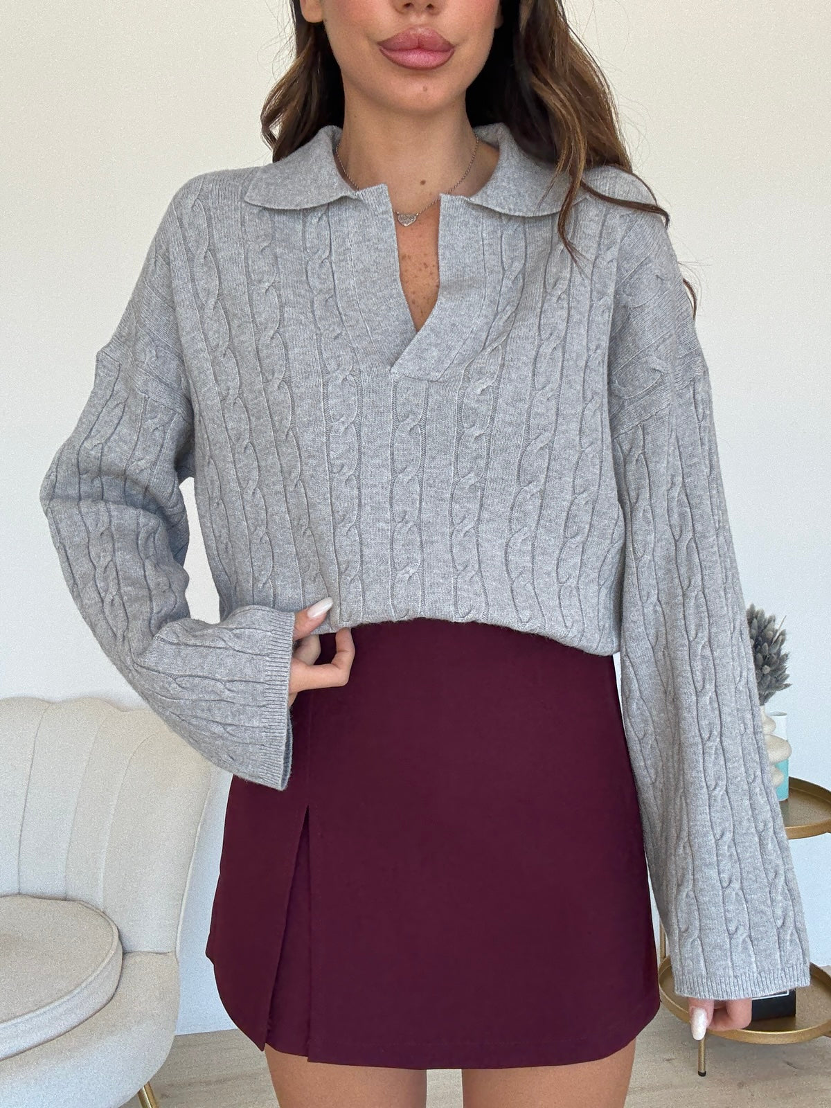 M564-1-MINI GONNA SPACCHETTO BORDEAUX