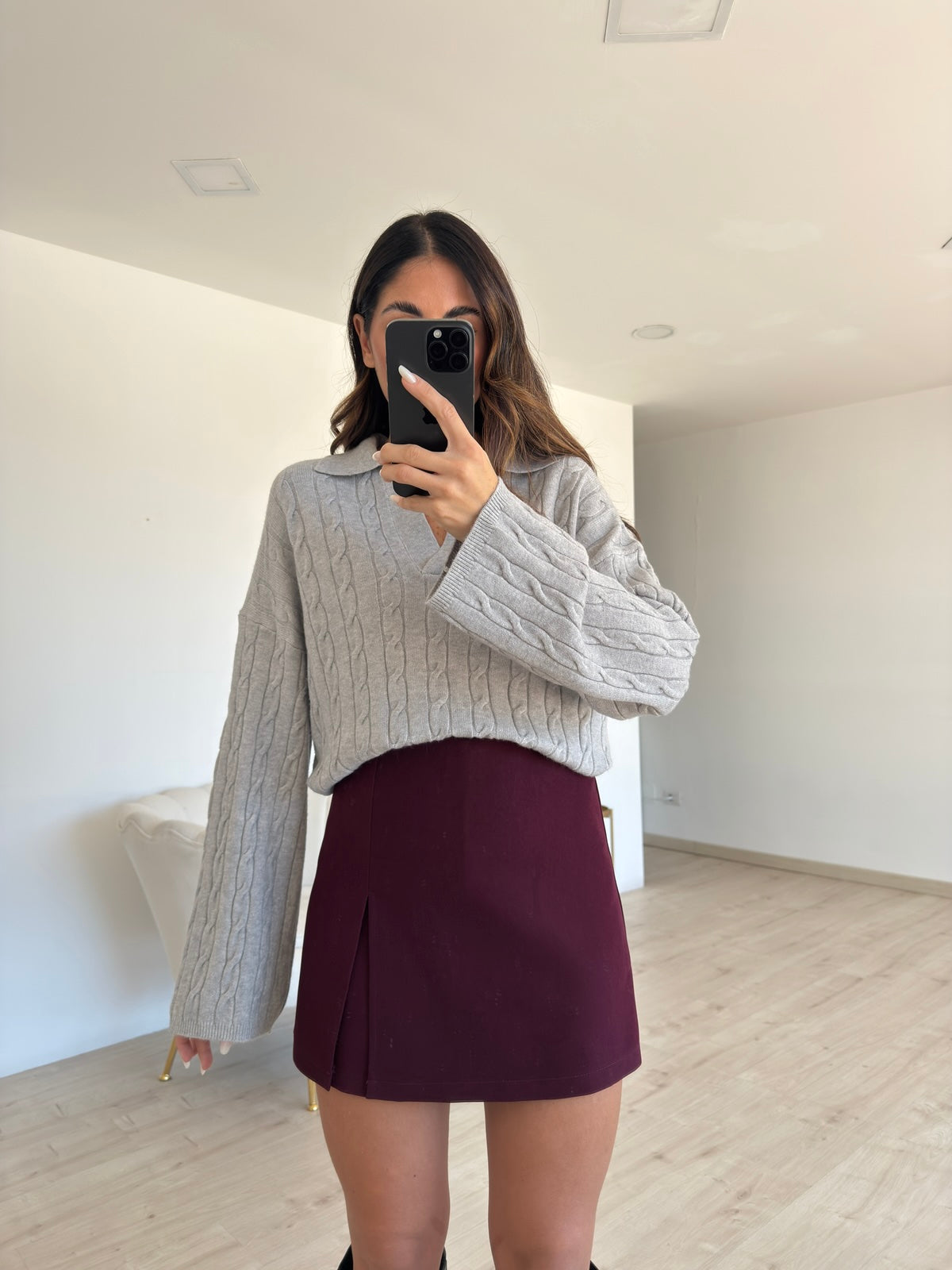 M564-1-MINI GONNA SPACCHETTO BORDEAUX