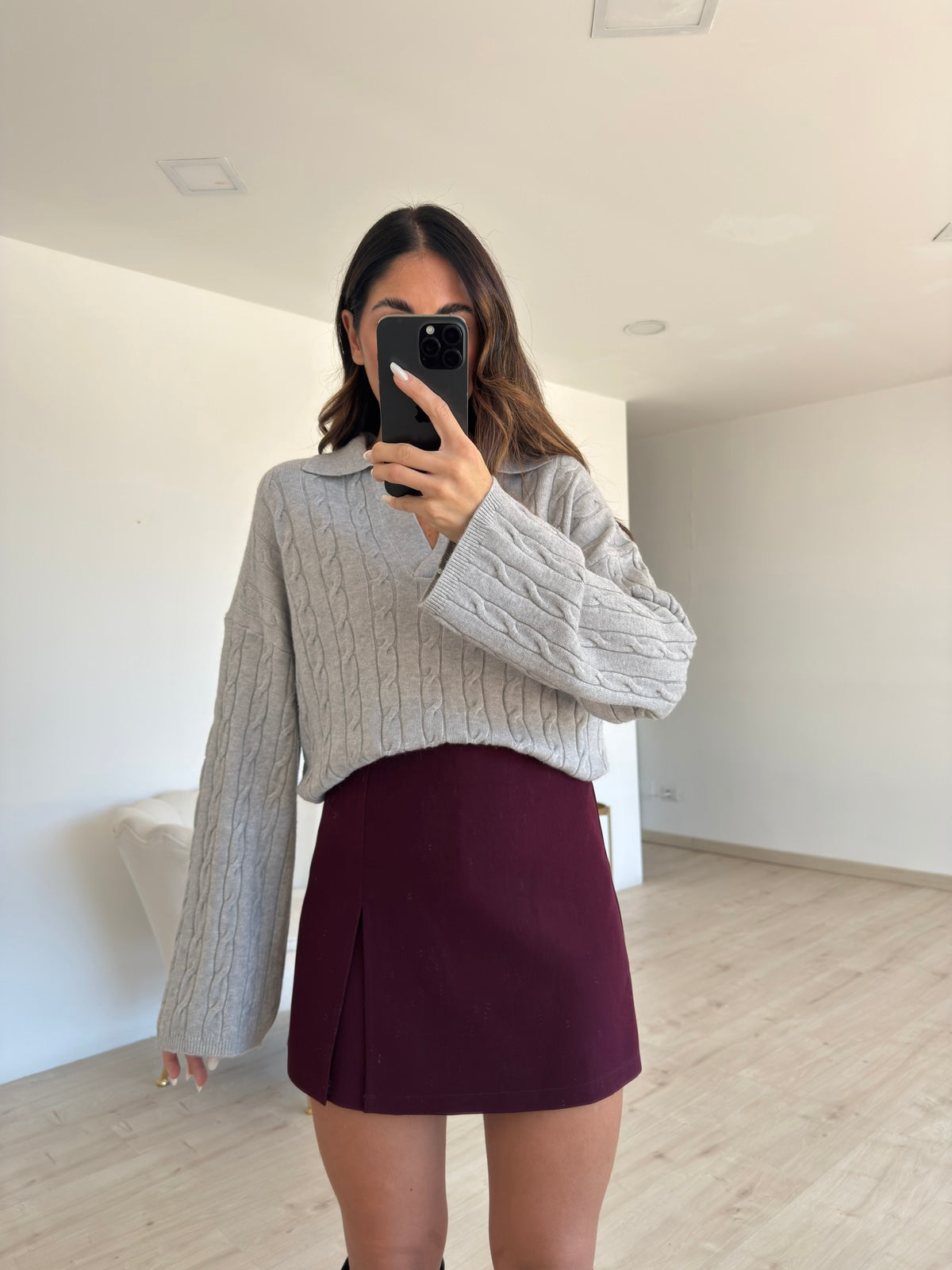 M564-1-MINI GONNA SPACCHETTO BORDEAUX
