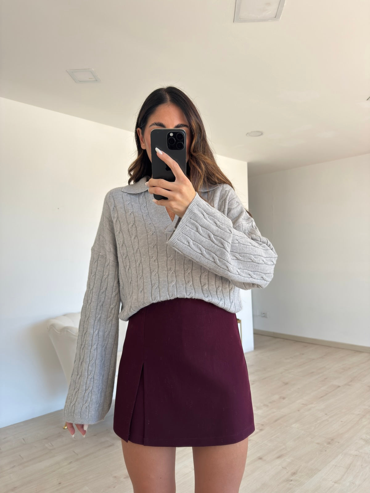 M564-1-MINI GONNA SPACCHETTO BORDEAUX