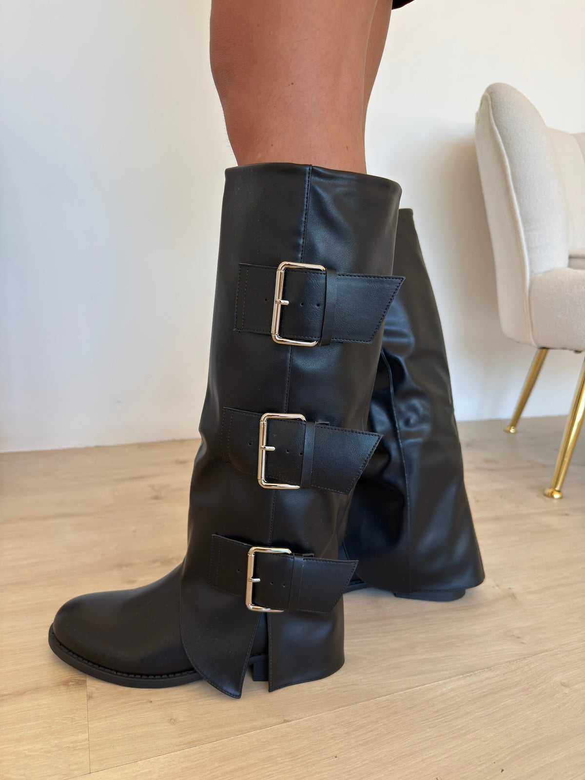 H2602-FIORELLA STIVALE IN ECOPELLE NERO