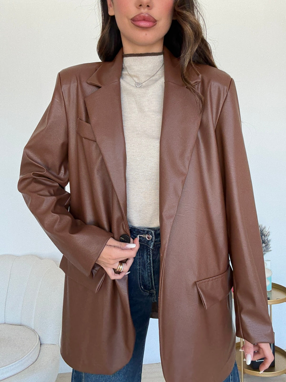 BLAZER LEATHER CHOCO