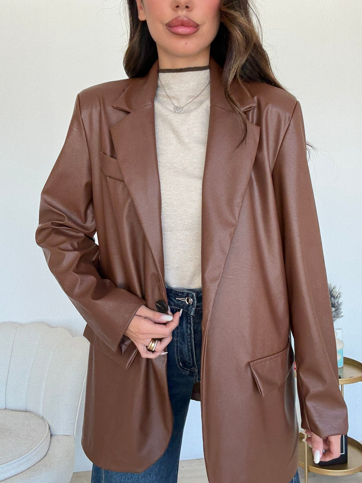 BLAZER LEATHER CHOCO