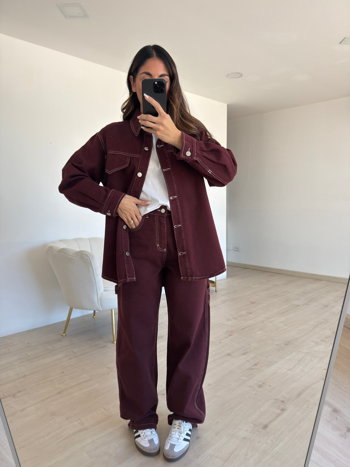 GB013-CAMICIA DENIM ROMINA BORDEAUX