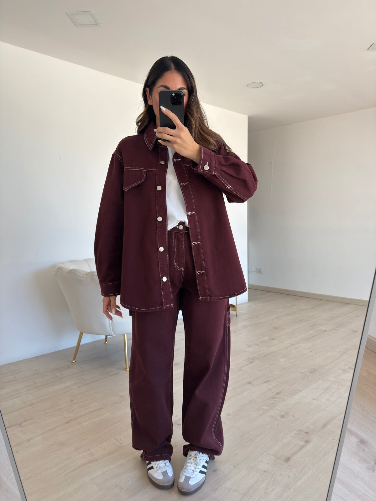 GB013-CAMICIA DENIM ROMINA BORDEAUX