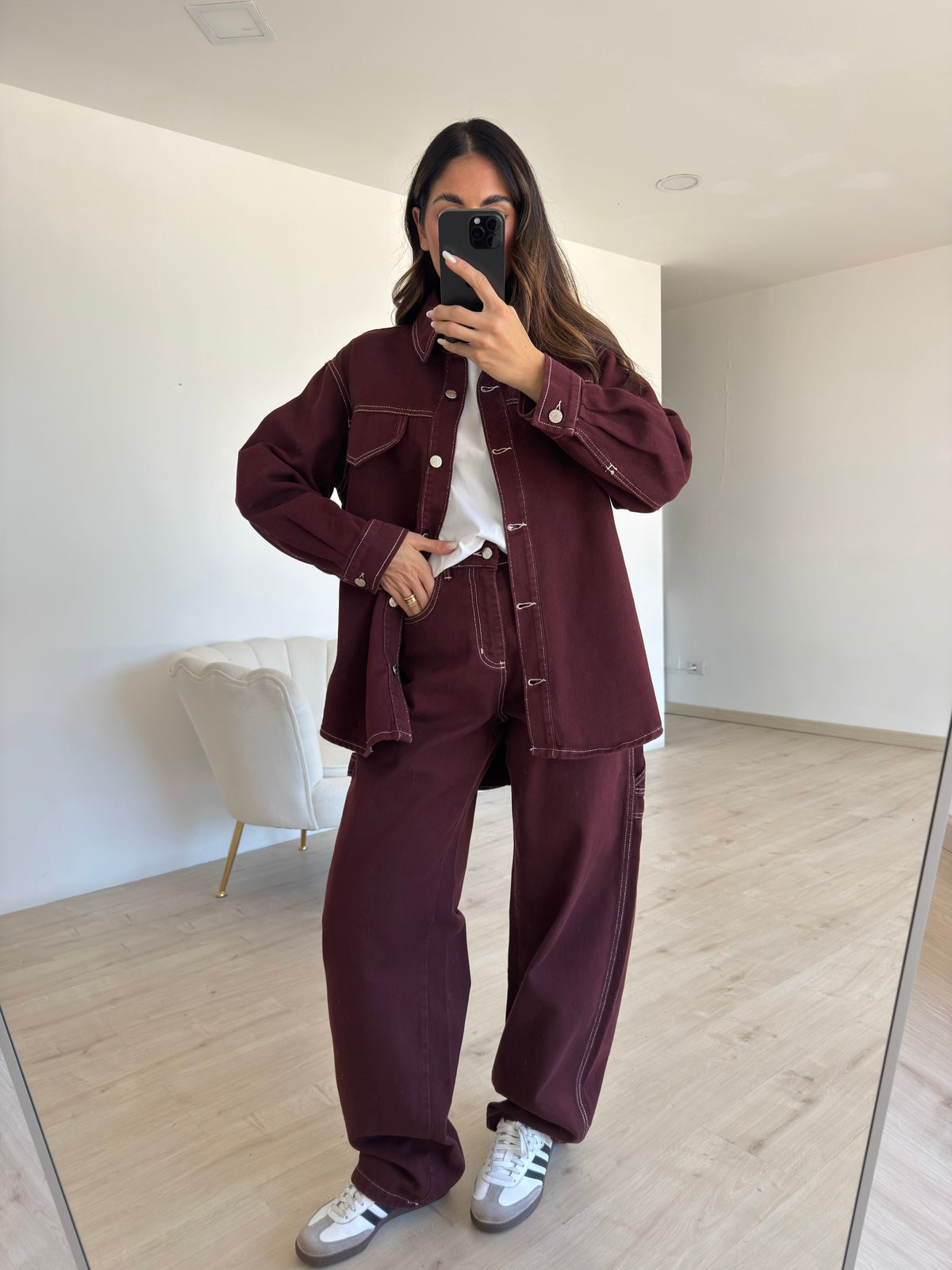 GB013-CAMICIA DENIM ROMINA BORDEAUX