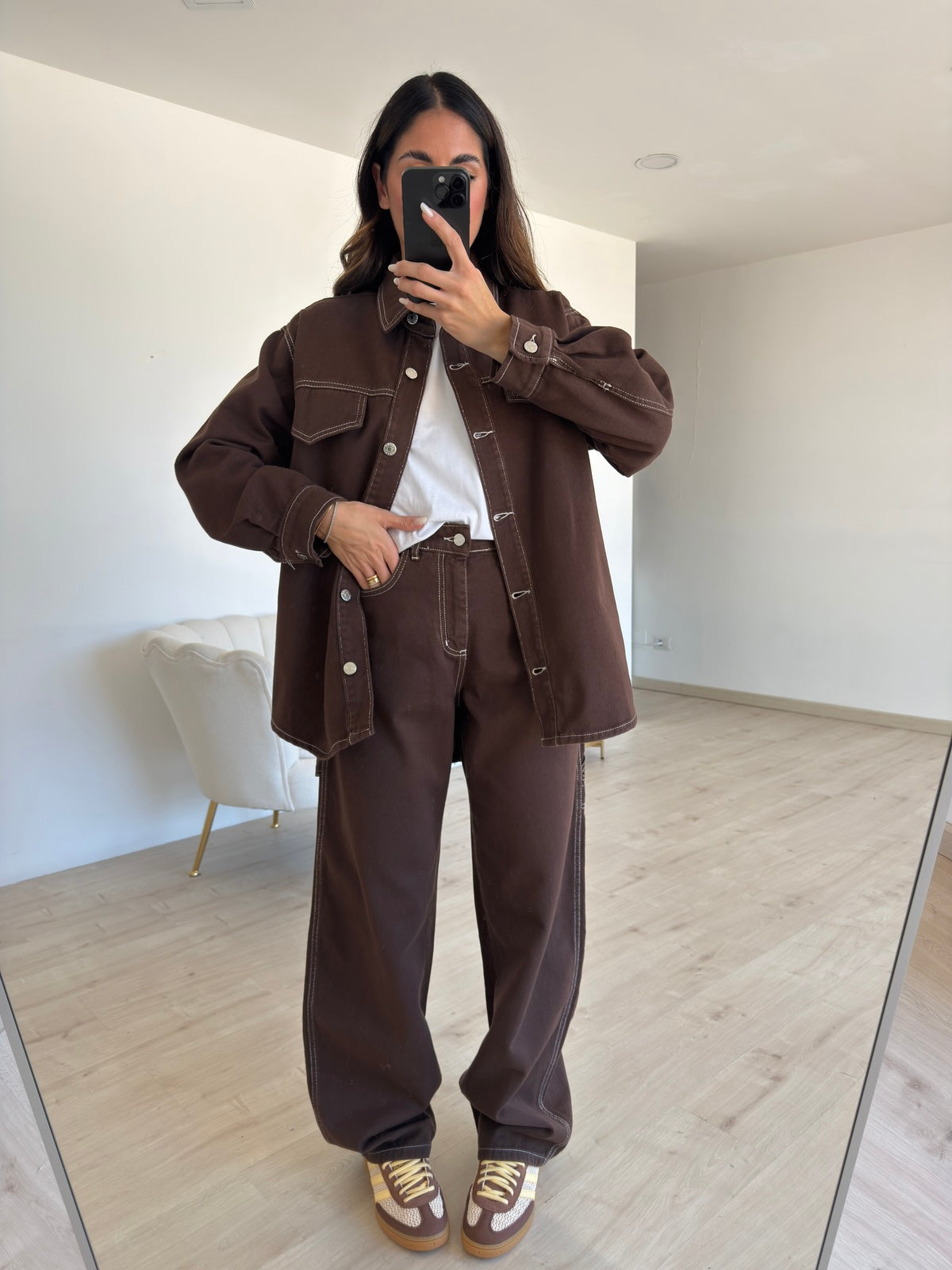 GB011-CAMICIA DENIM ROMINA CHOCO