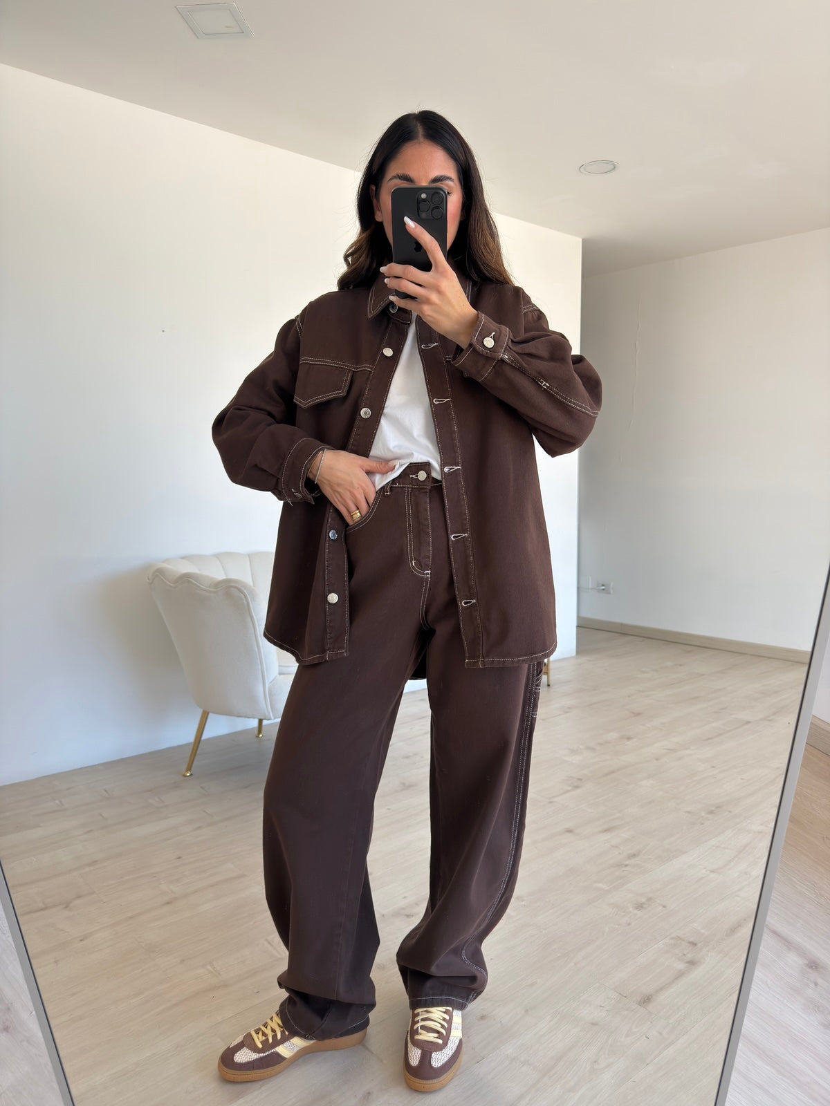GB011-CAMICIA DENIM ROMINA CHOCO