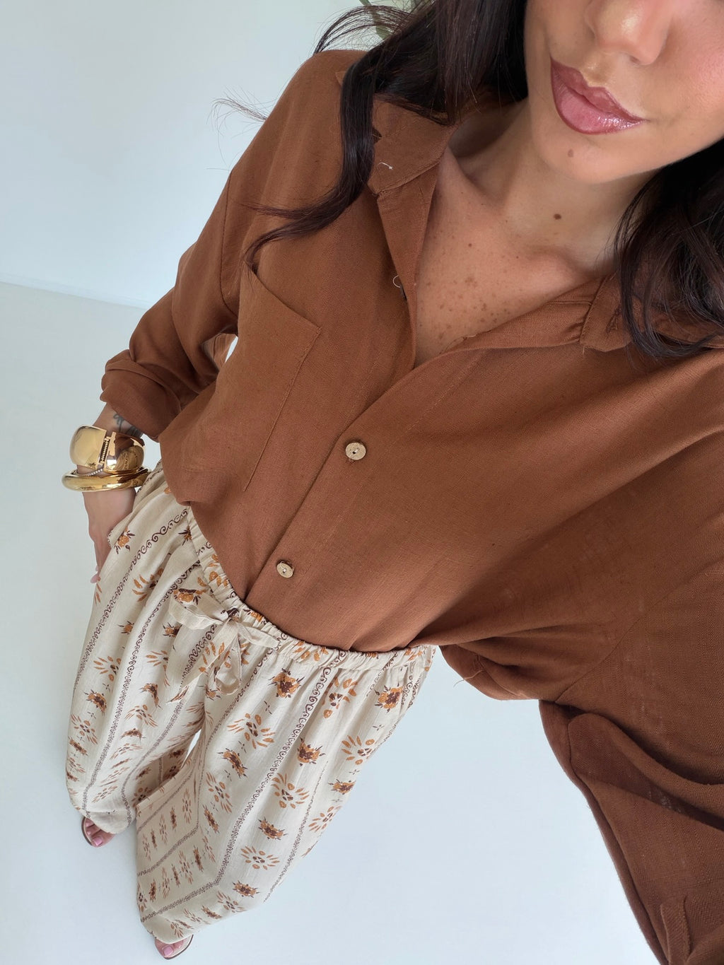 CAMICIA IN SIMIL LINO BISCOTTO