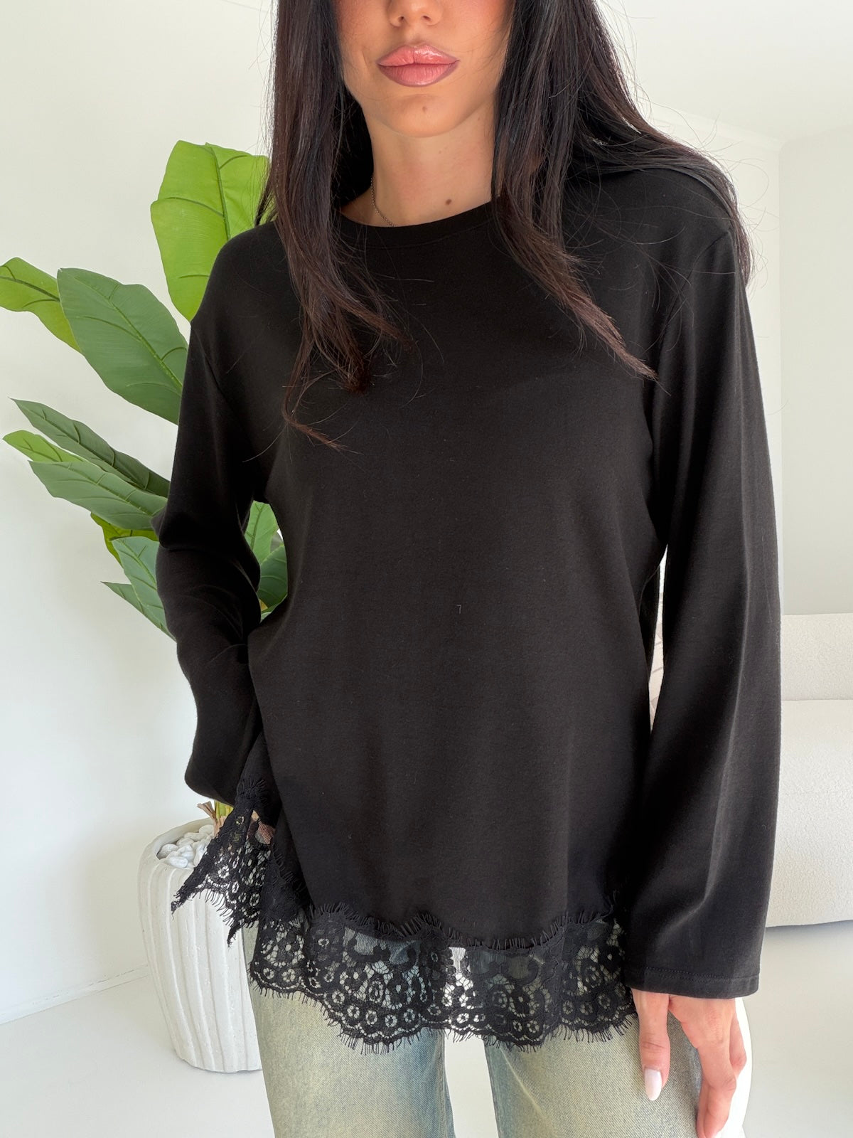 H69950-MAGLIA PIZZO NERA