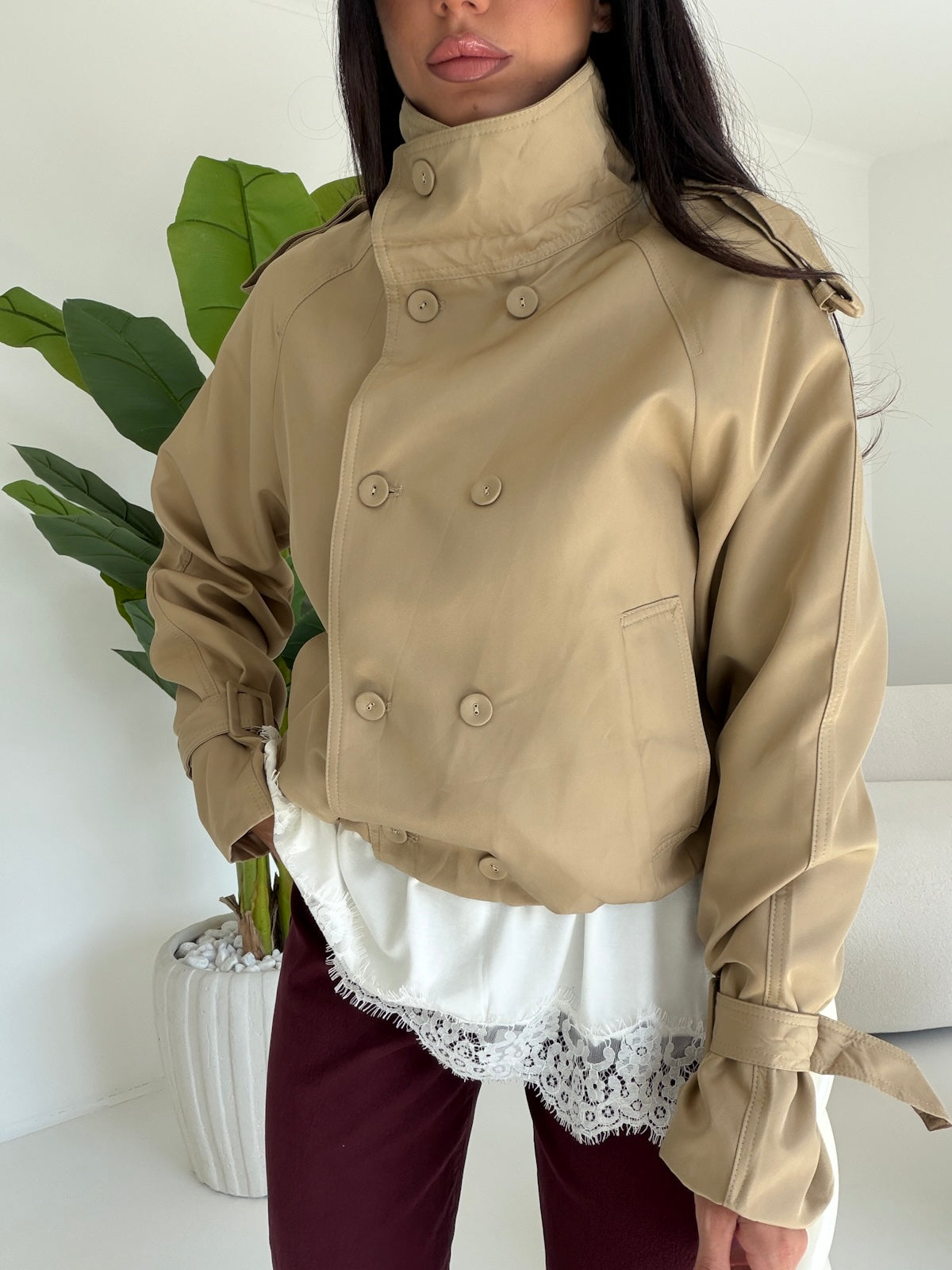 262175-MINI TRENCH AMBRA BISCOTTO
