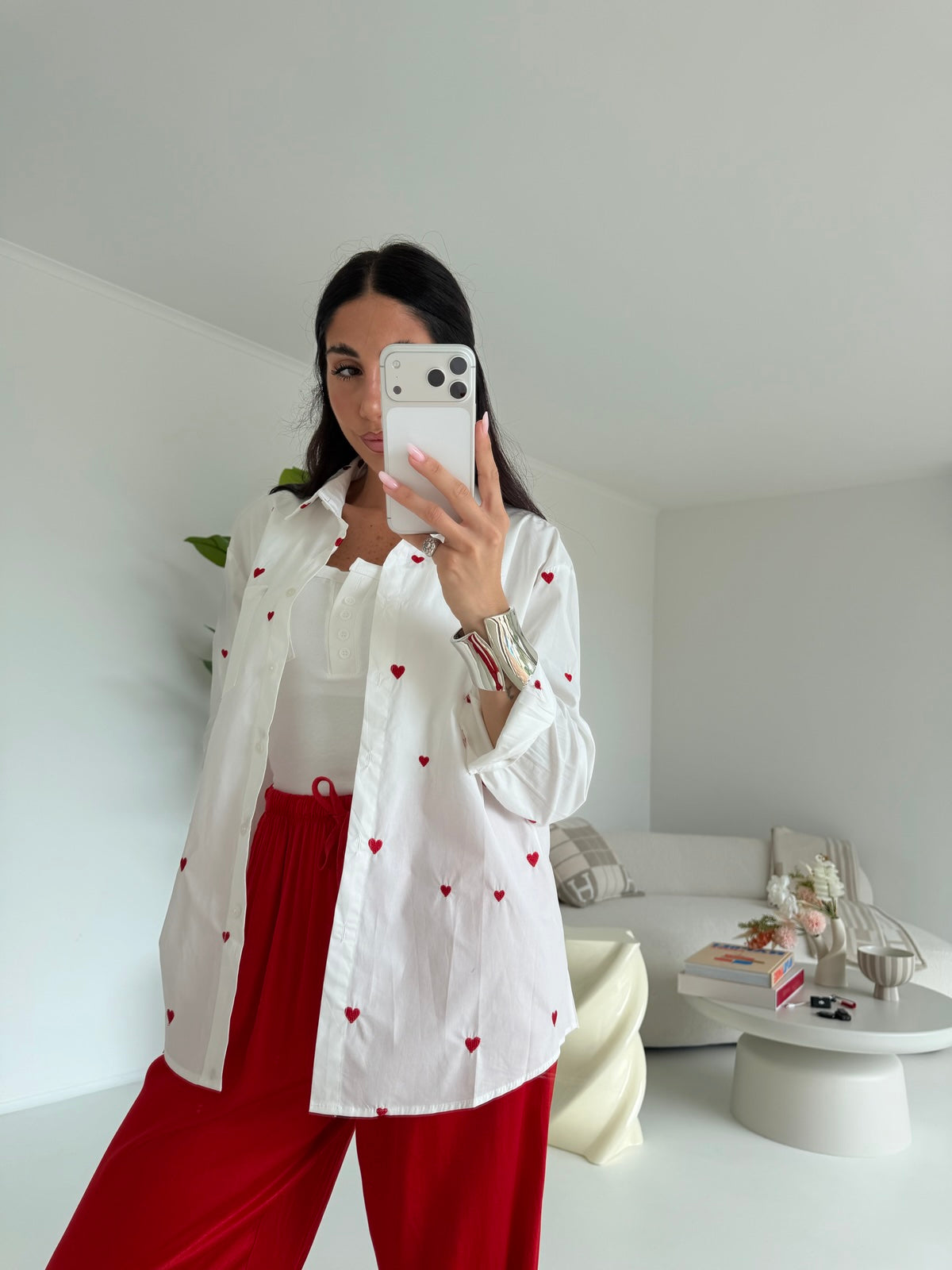 17195-C-CAMICIA CUORICINI MILK