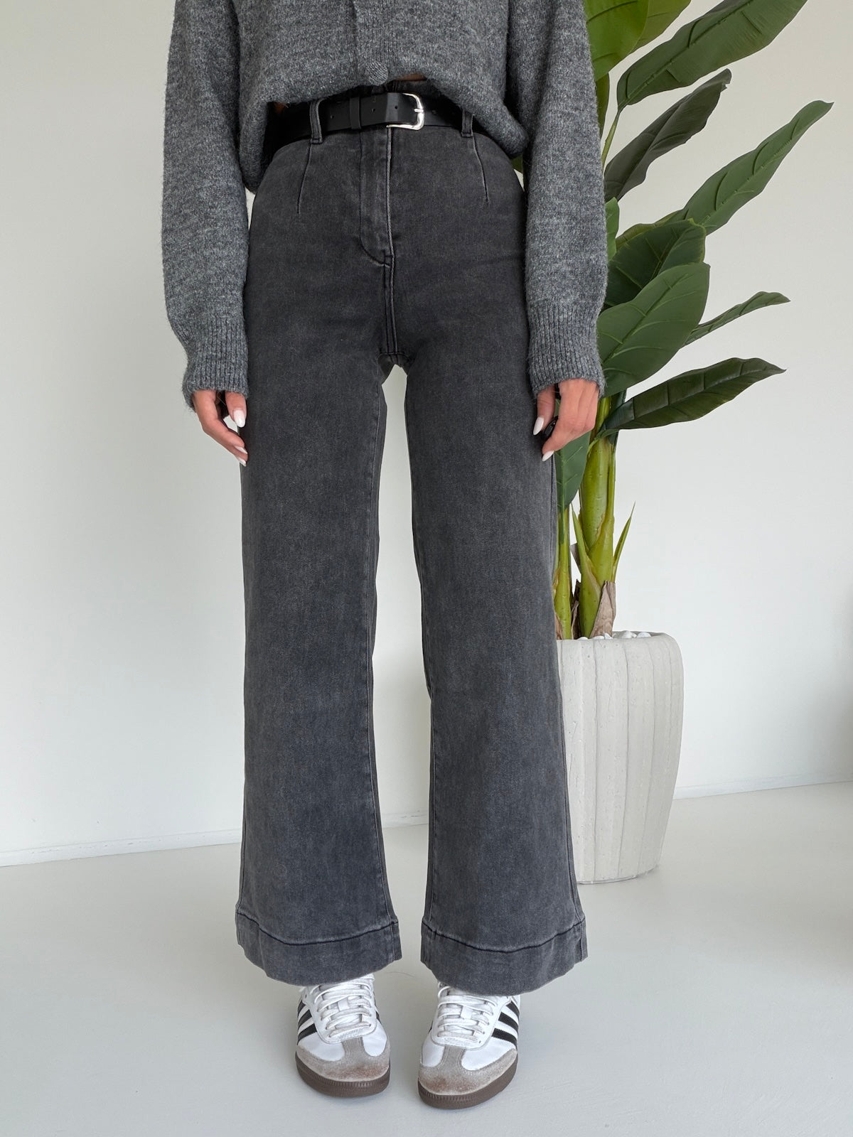 T6335-4-JEANS PALAZZO CROP+CINTURA GREY