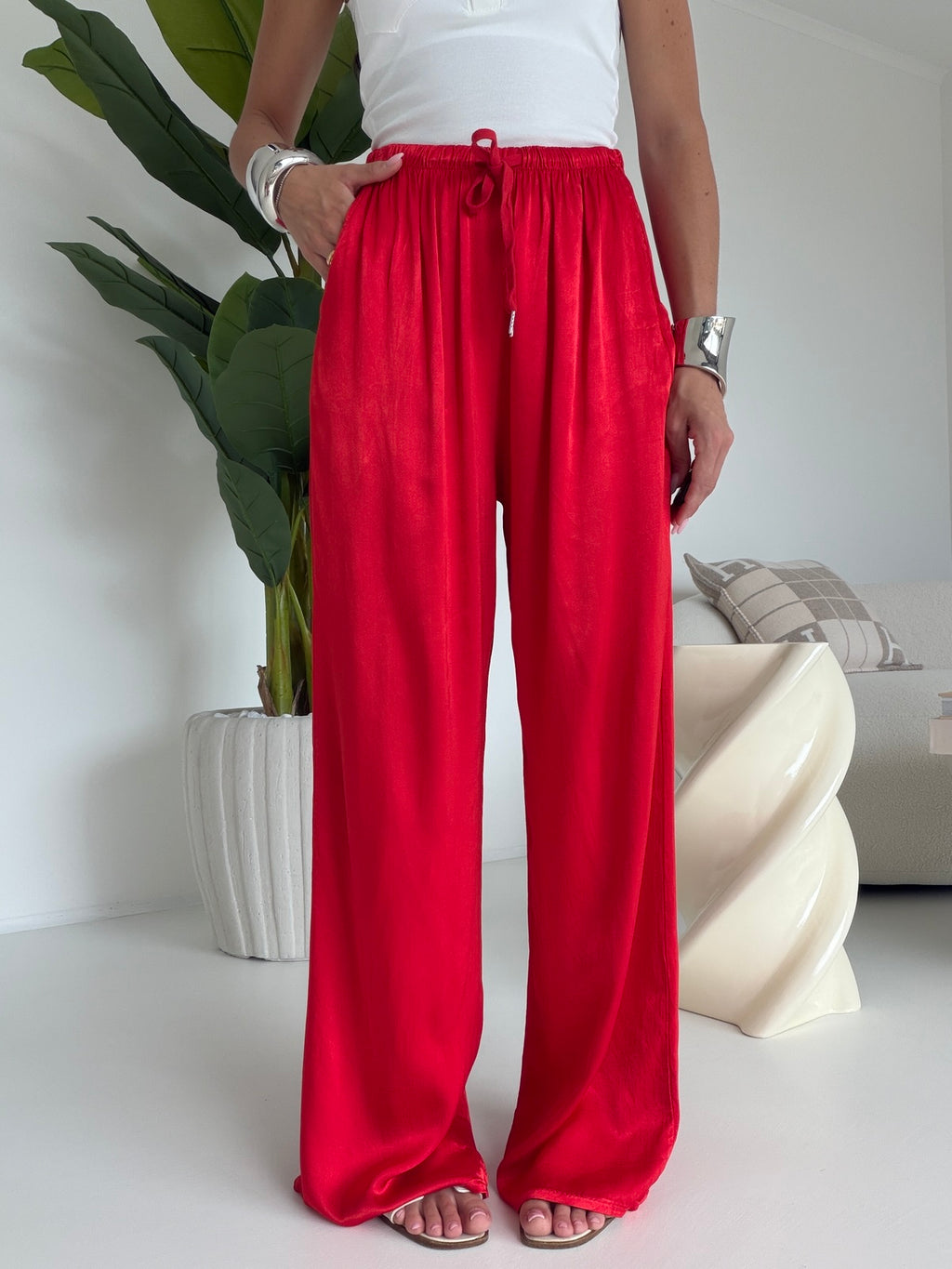 PANTALONE SATIN CHERRY