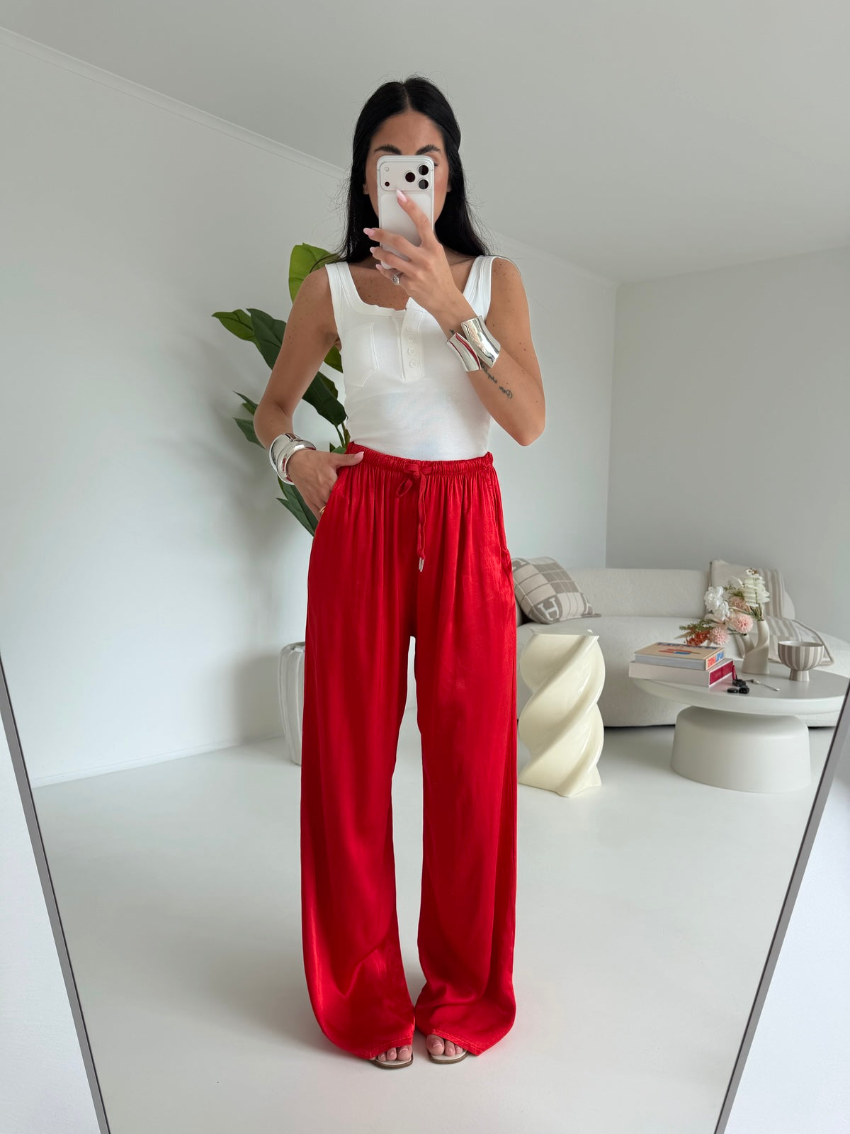 PANTALONE SATIN CHERRY