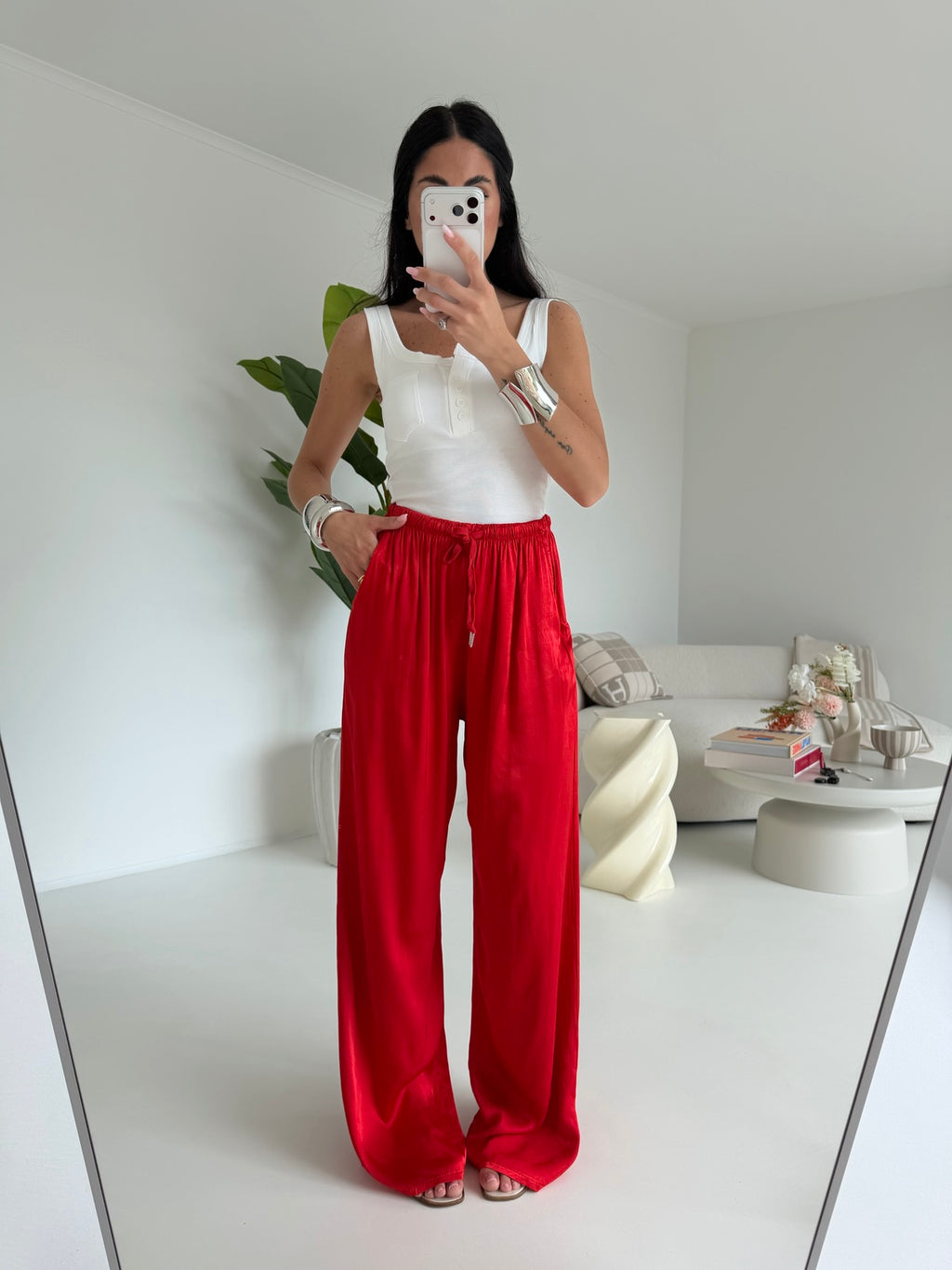 PANTALONE SATIN CHERRY