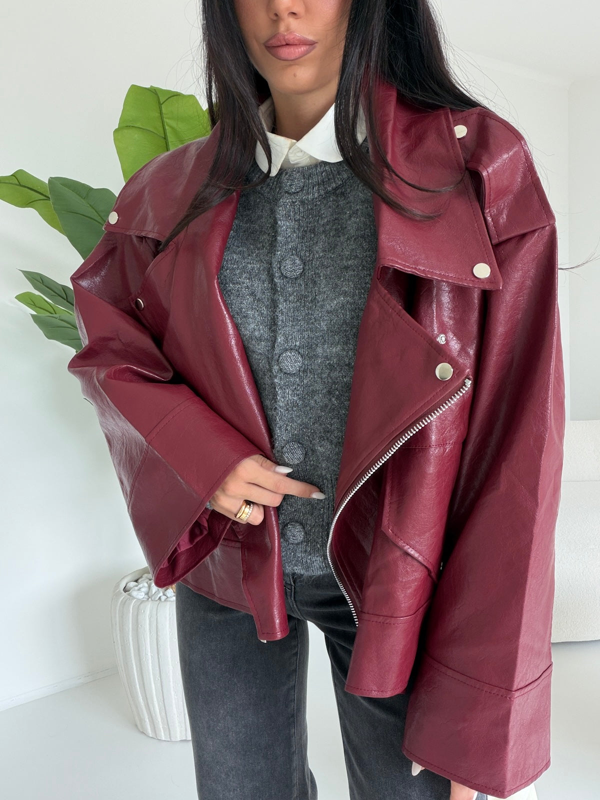 PU8020-1-BIKER ECOPELLE CHERRY