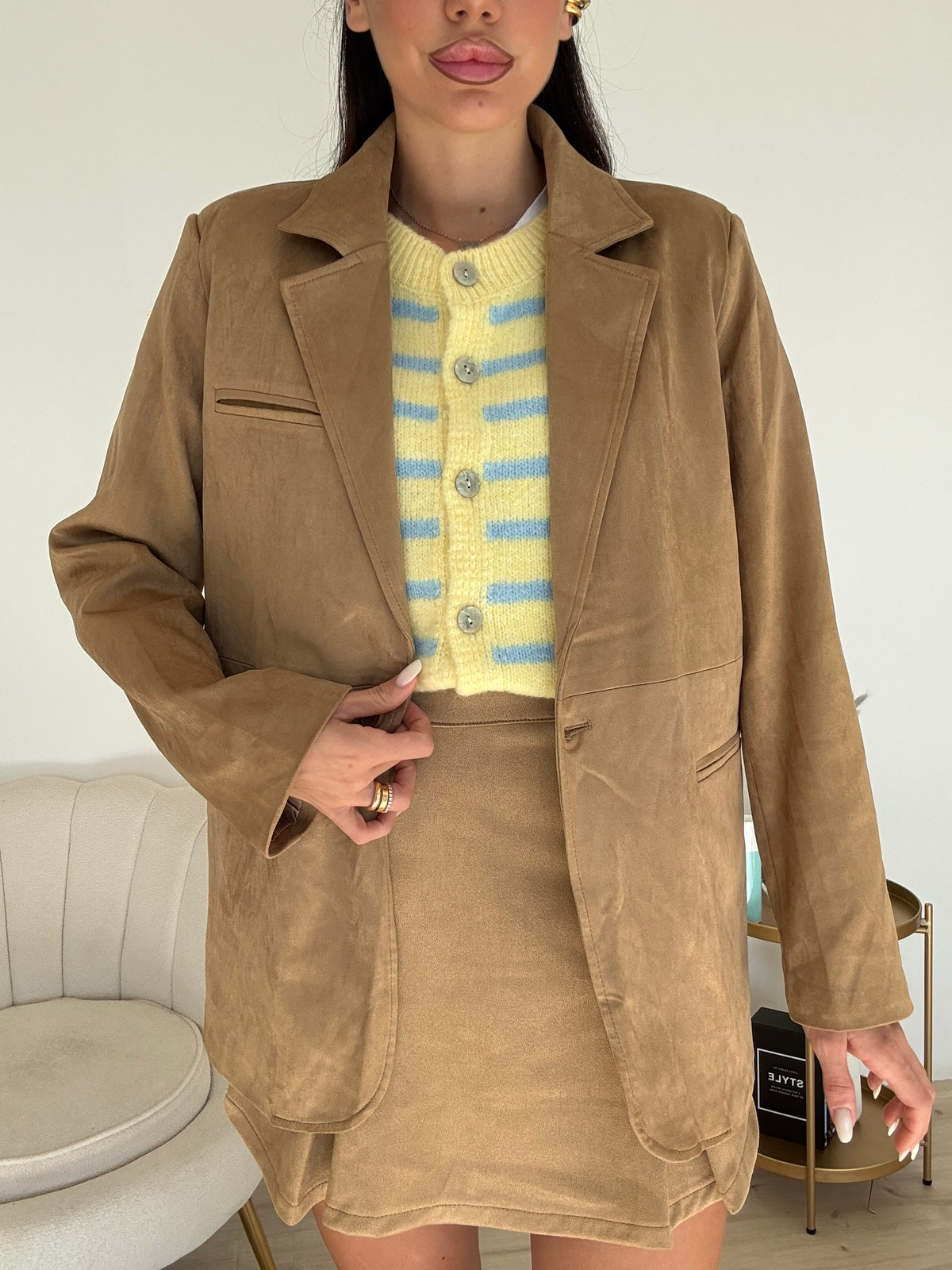 MINI GONNA IN SUEDE BISCOTTO