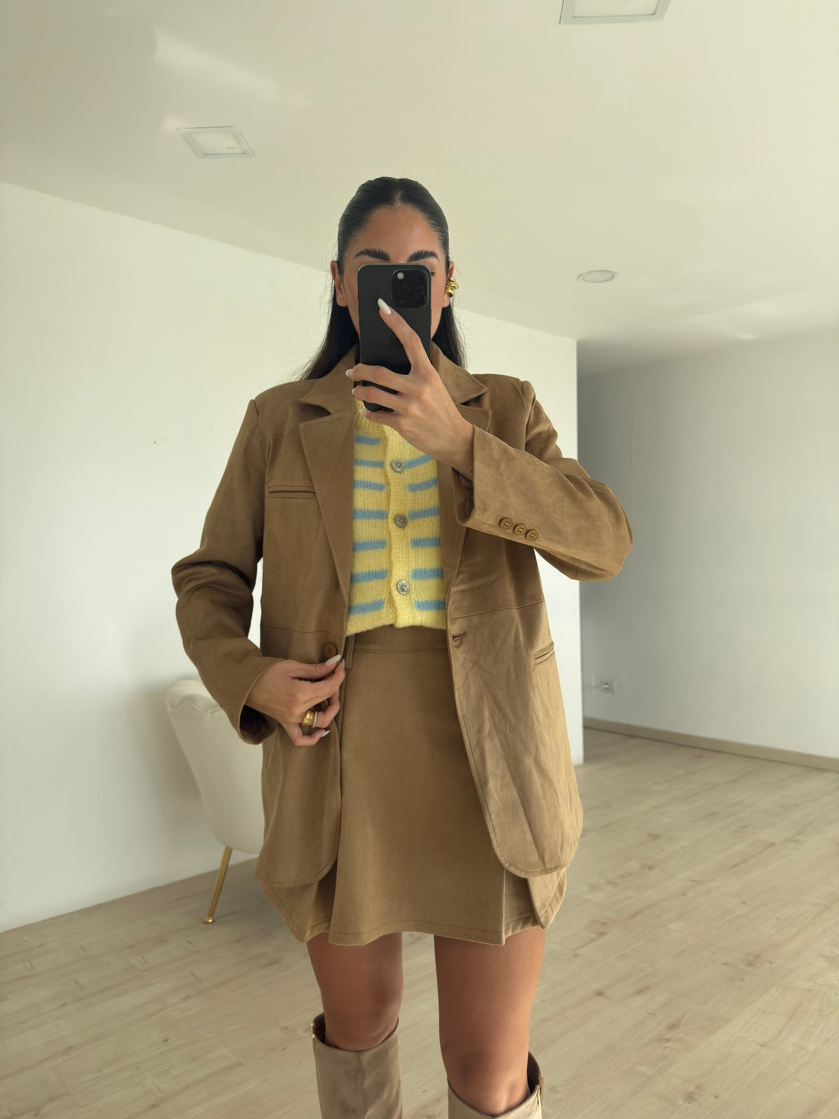 MINI GONNA IN SUEDE BISCOTTO