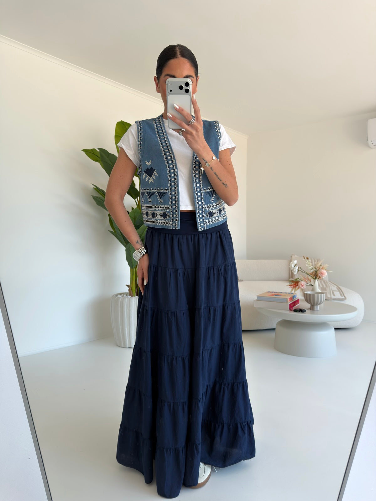 K842-GILET DENIM AZTECO