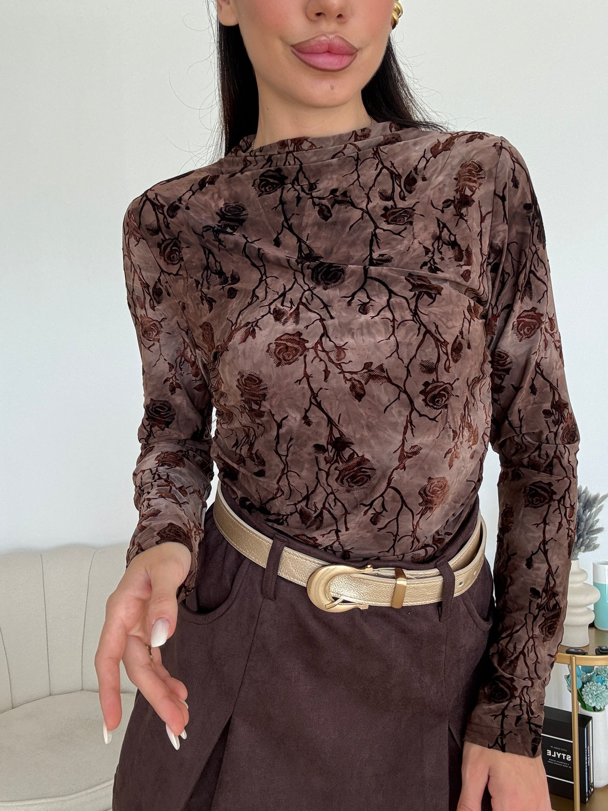 MINI GONNA IN SUEDE CHOCO