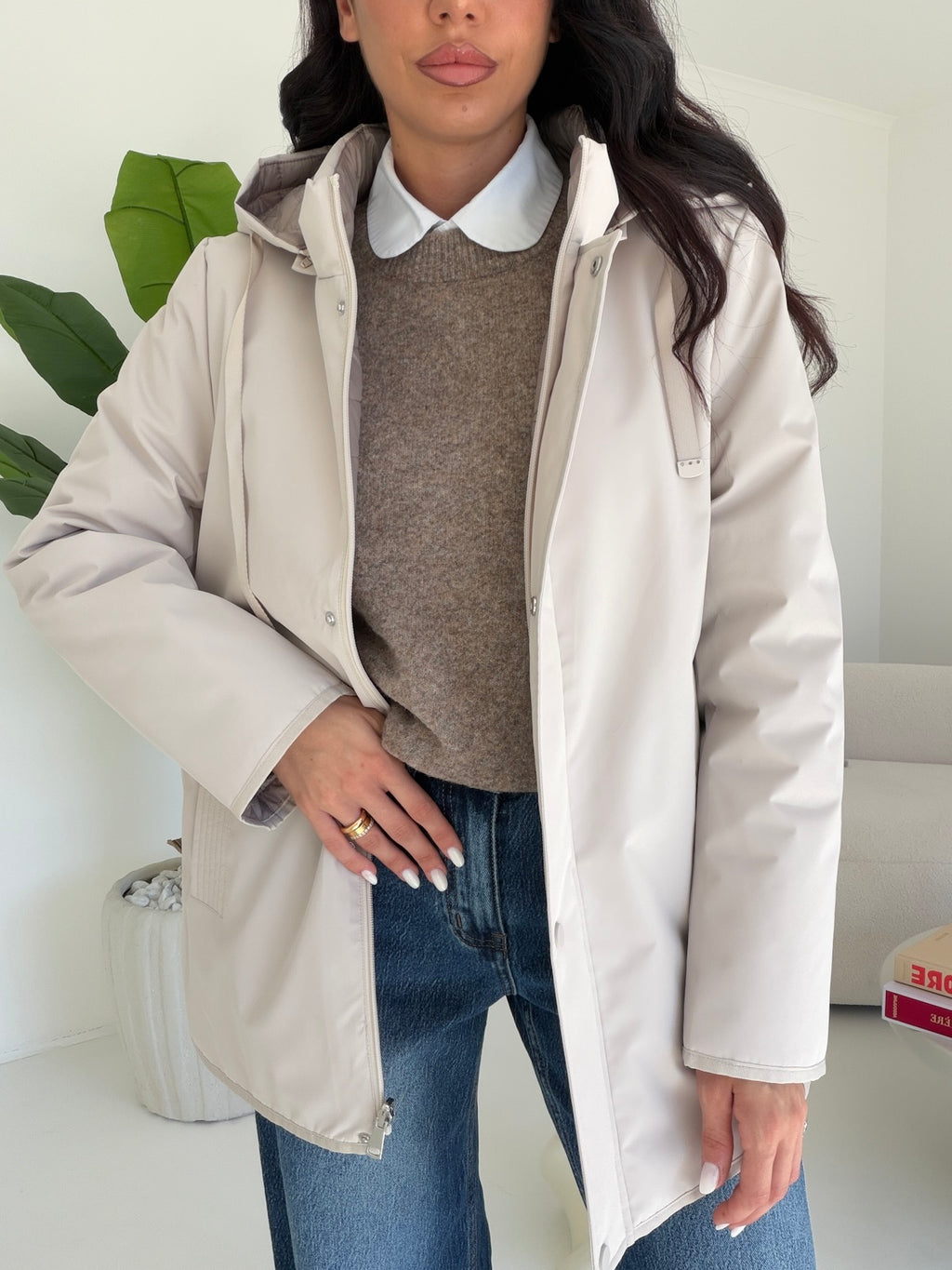 AB879-3-MINI PARKA TAUPE