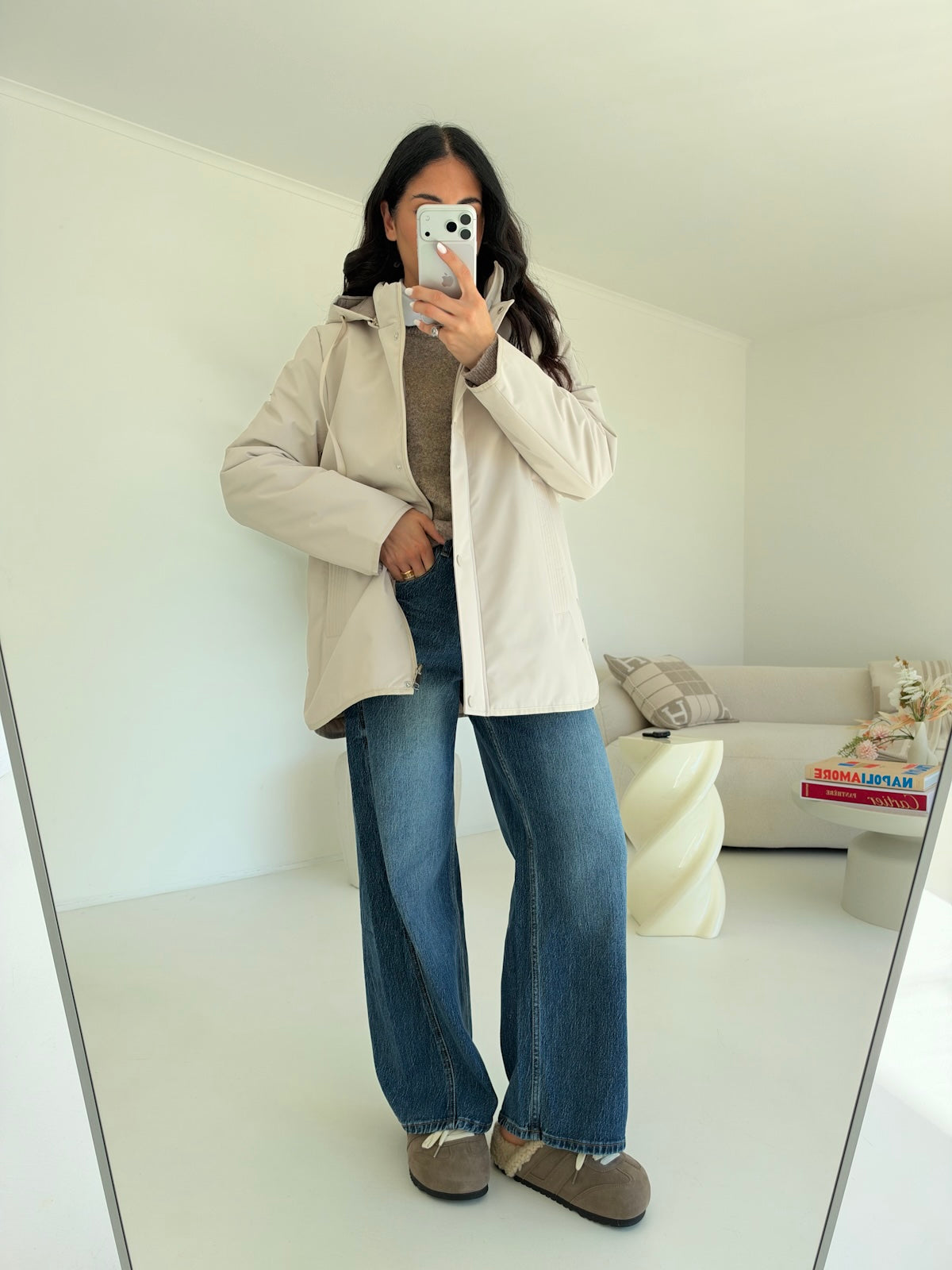 AB879-3-MINI PARKA TAUPE