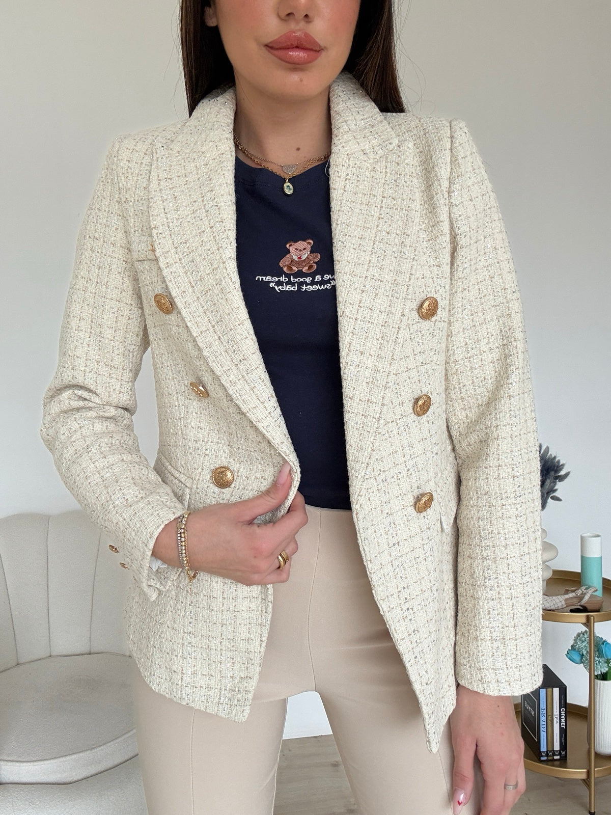 BLAZER IN TWEED  BURRO