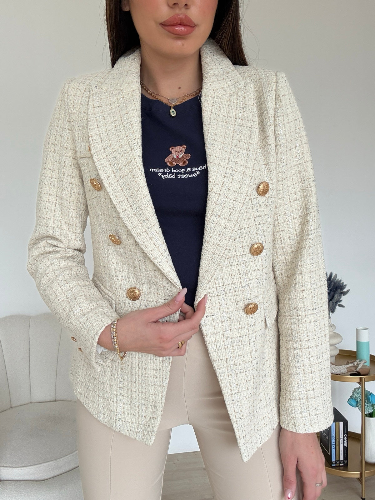 BLAZER IN TWEED  BURRO