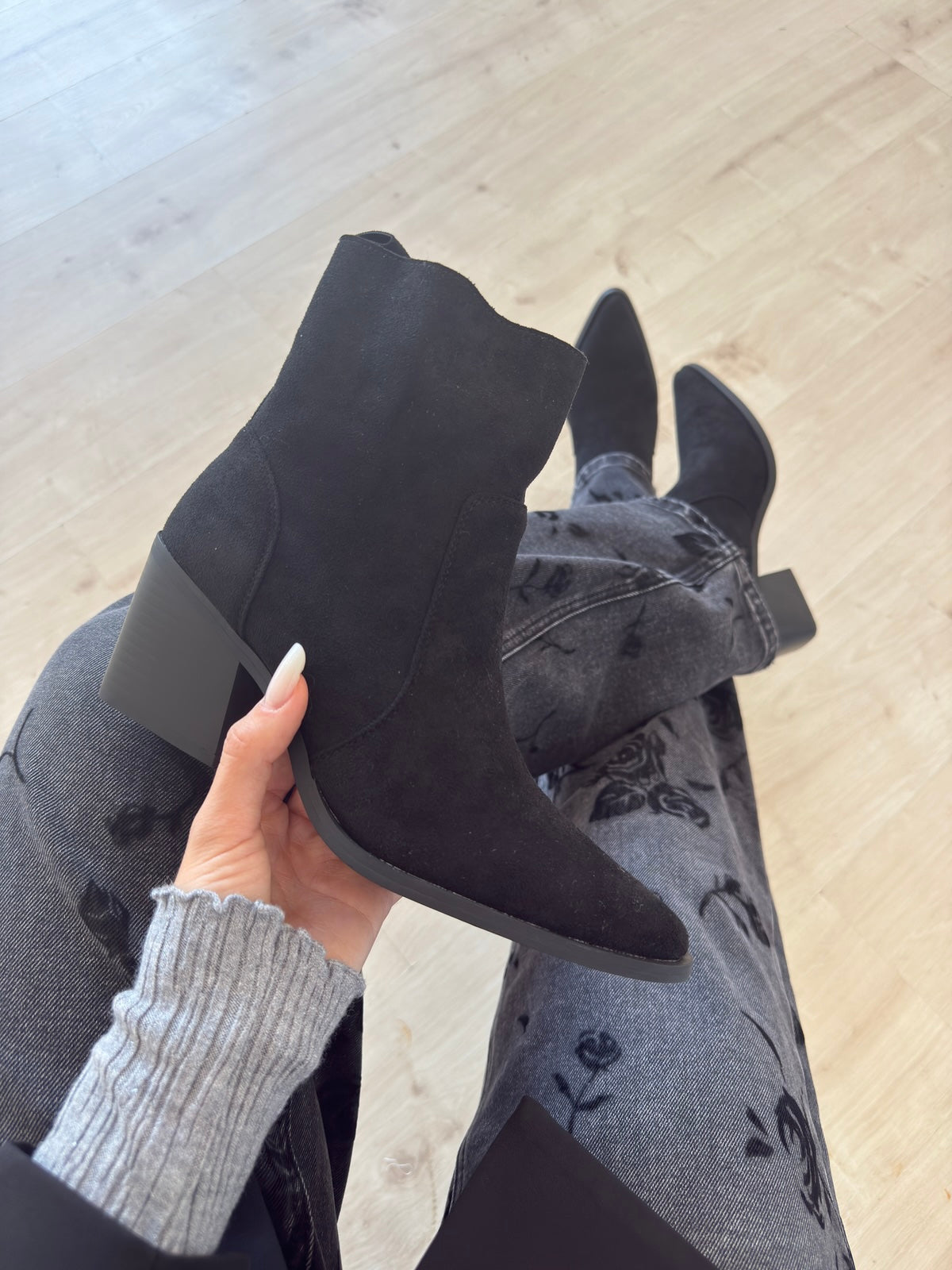 LISA-MINI TEXANO IN ECO CAMOSCIO NERO