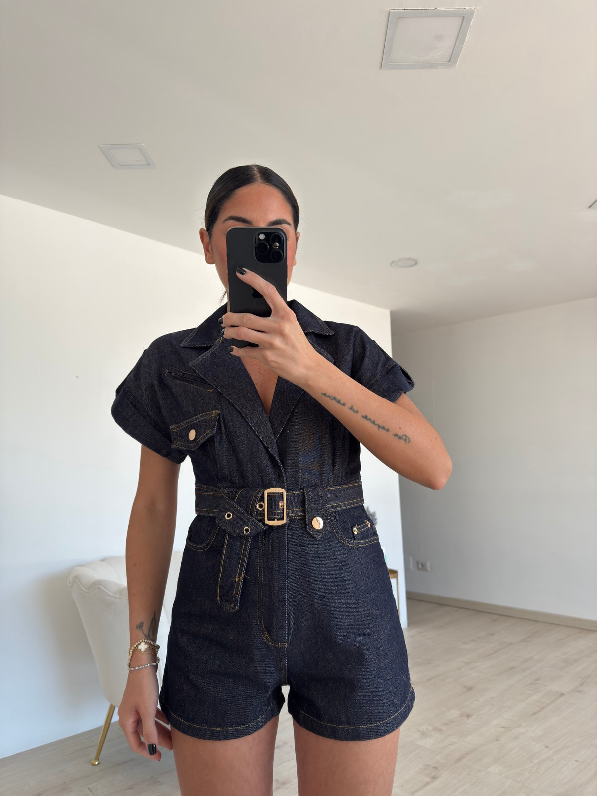 19225-MINI JUMPSUIT IN DENIM VOGUE