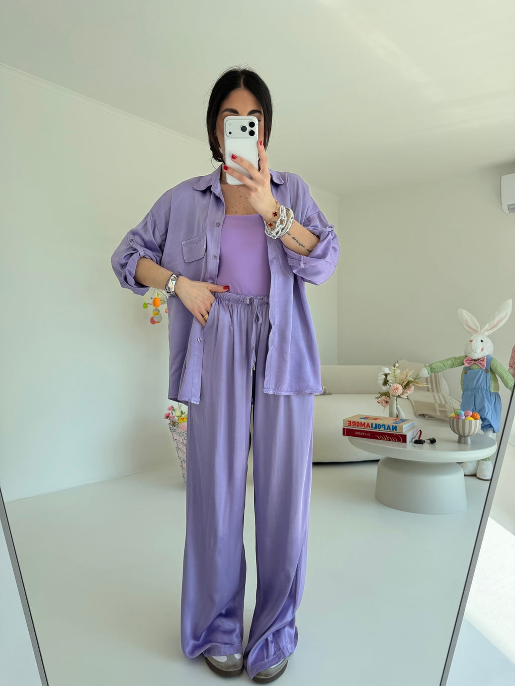 PANTALONE SATIN LILLA