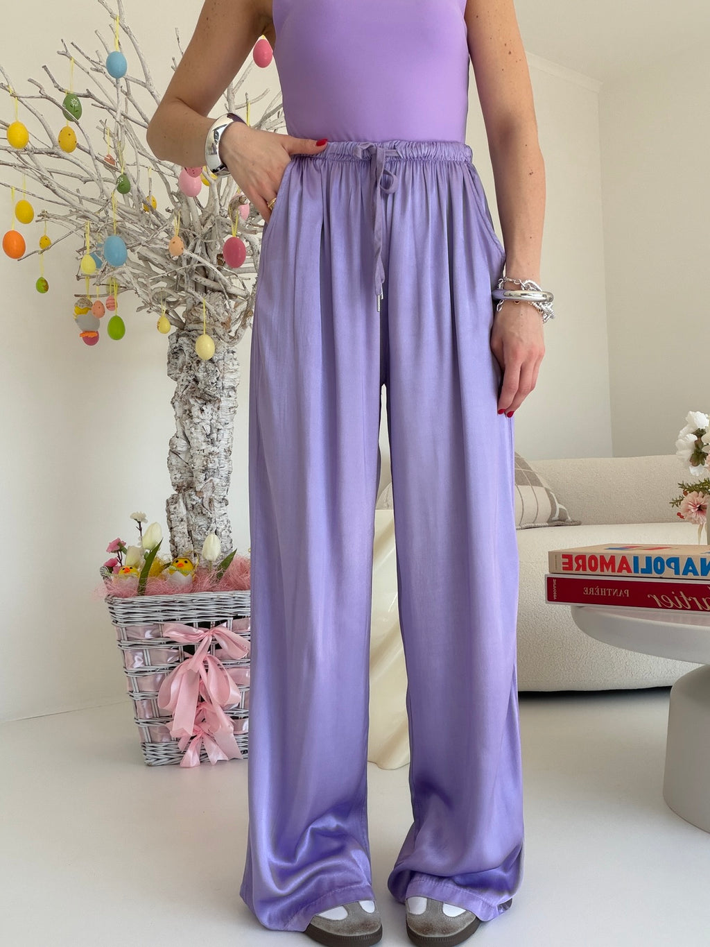 PANTALONE SATIN LILLA