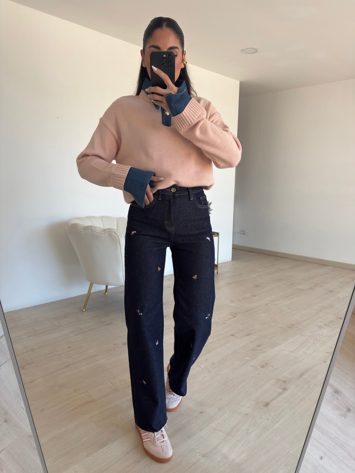 ST9011-1-JEANS GAMBA DRITTA BOUQUET