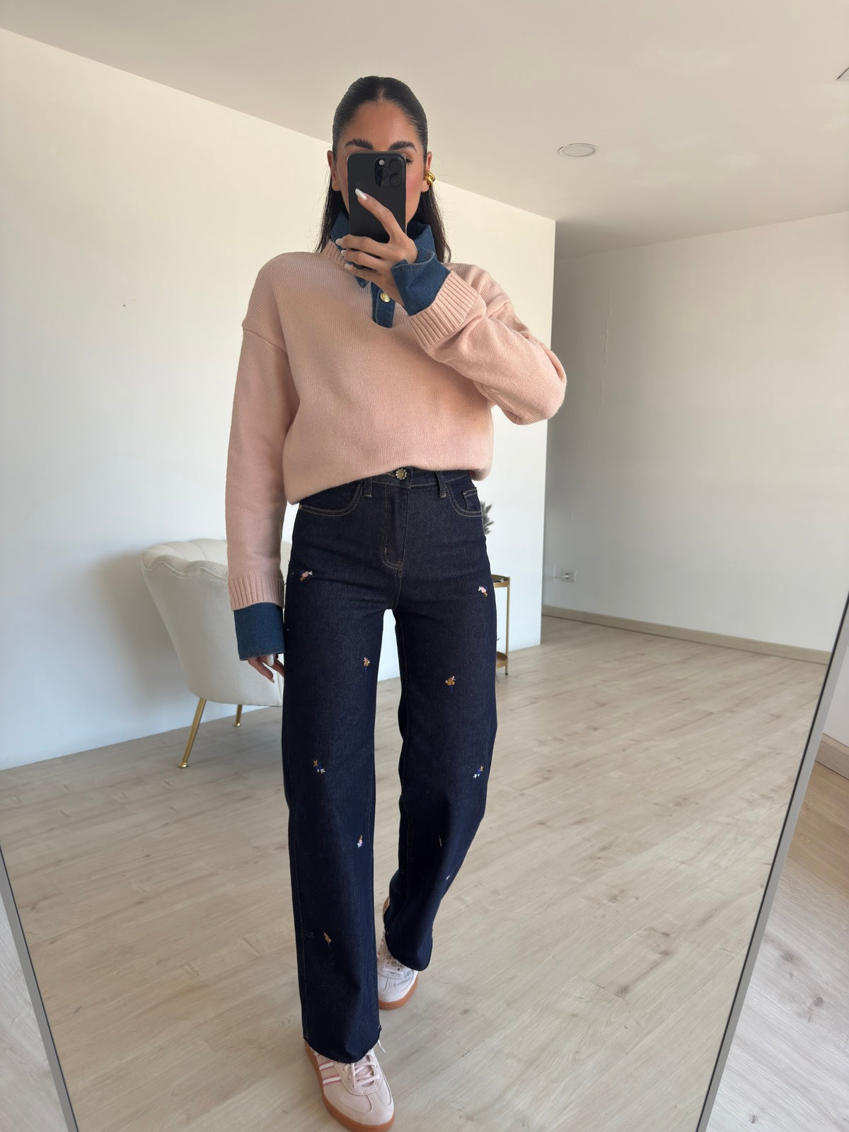 ST9011-1-JEANS GAMBA DRITTA BOUQUET