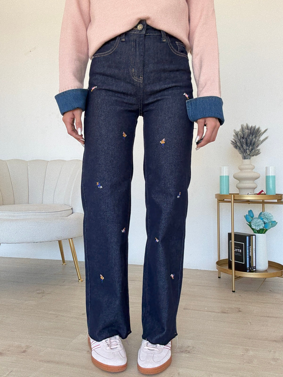 ST9011-1-JEANS GAMBA DRITTA BOUQUET