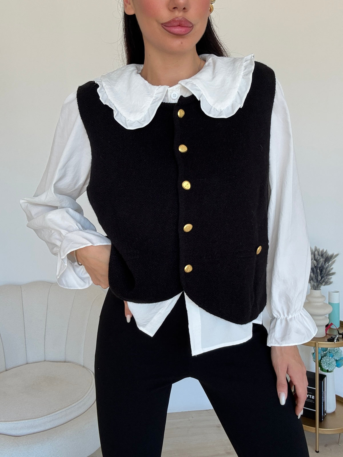 3062-GILET+CAMICIA MINA NERO