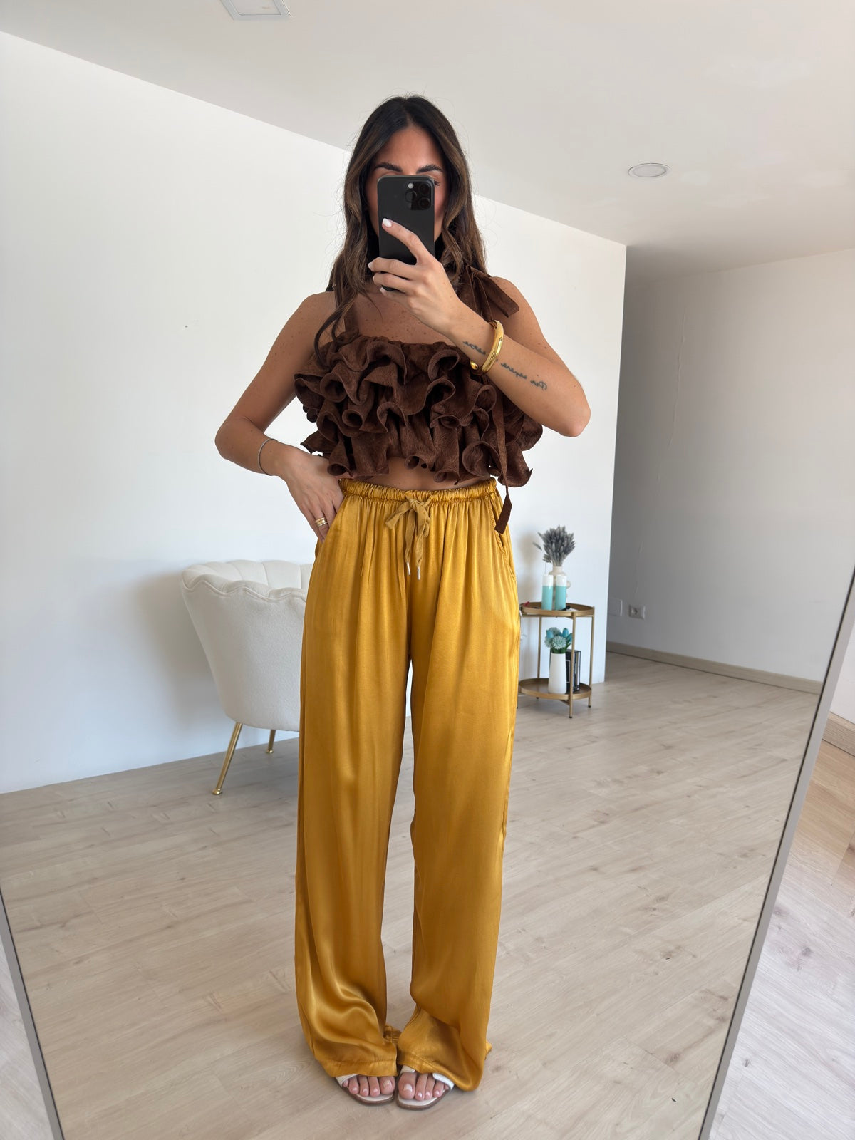 PANTALONE SATIN OCRA
