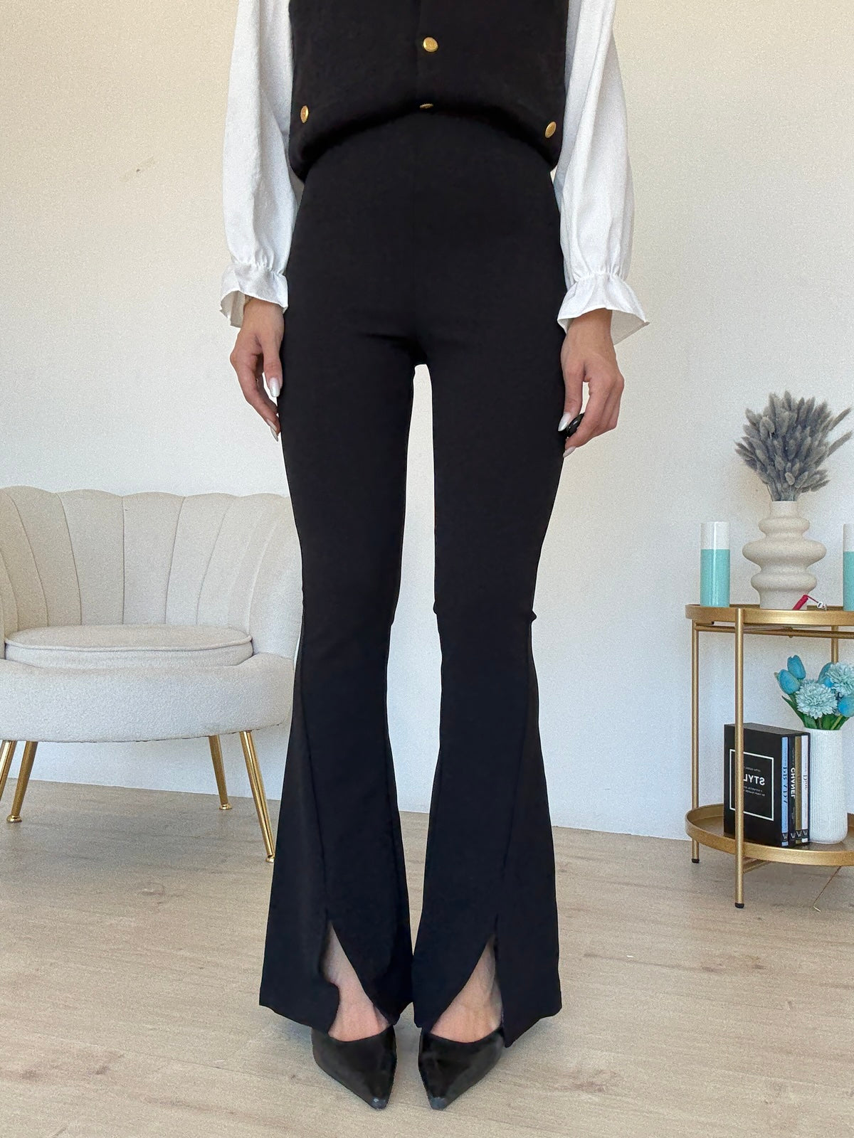 7147-PANTALONE SPACCHETTI NERO