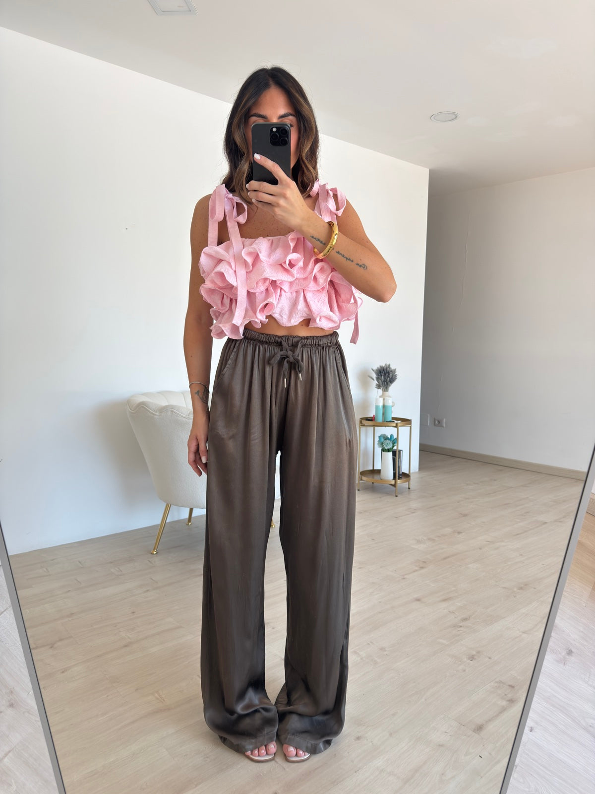PANTALONE SATIN CHOCO