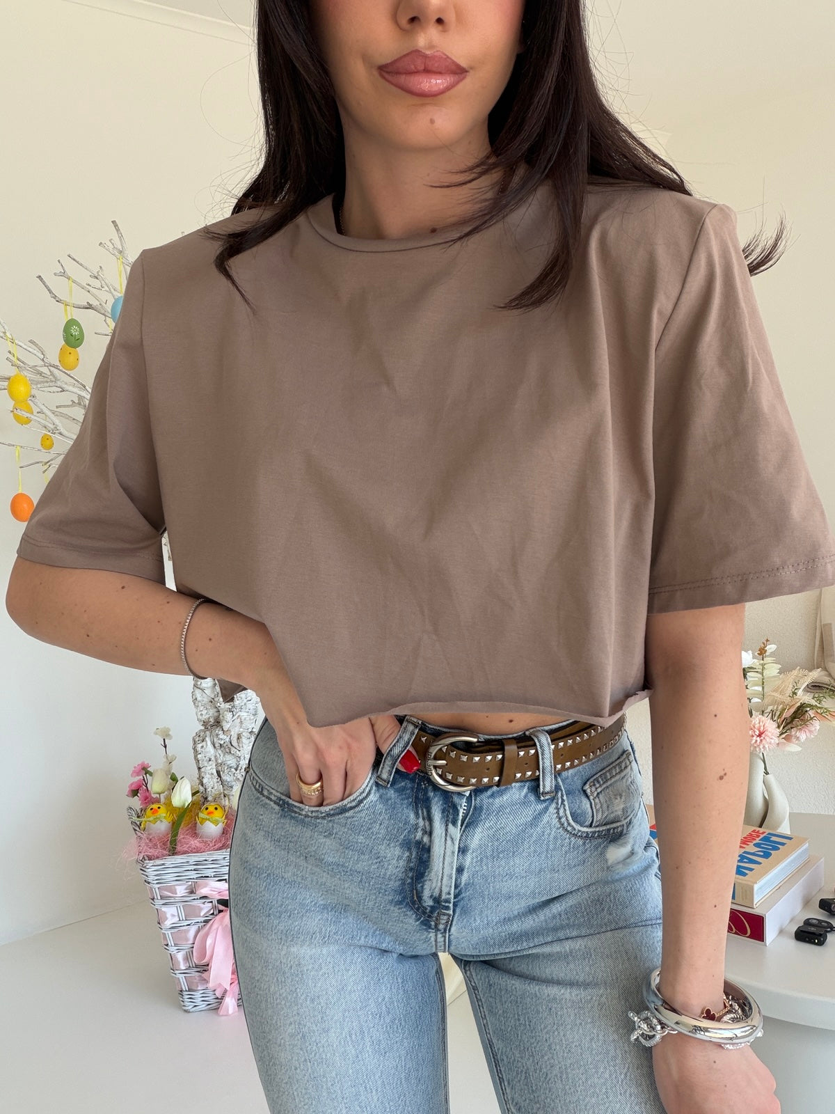 JW1906-T-SHIRT CROP TAUPE