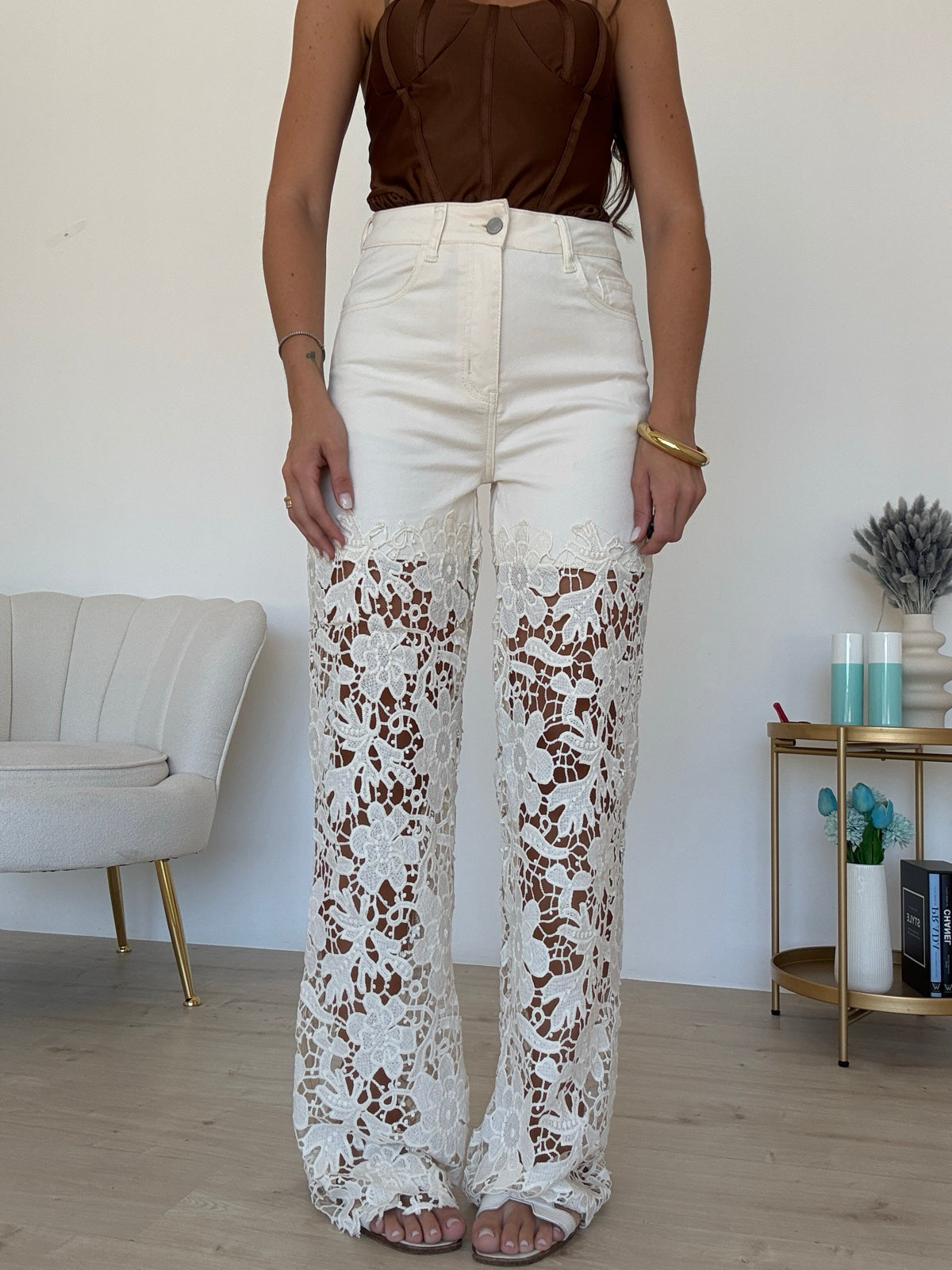 B231-JEANS PALAZZO MACRAME