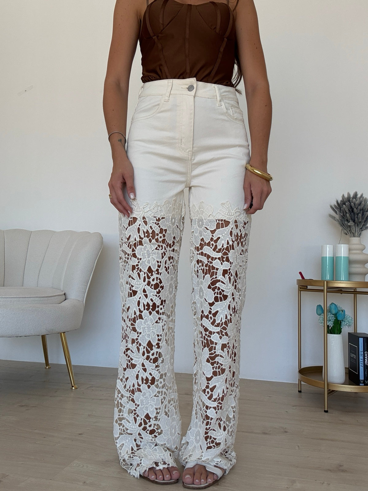 B231-JEANS PALAZZO MACRAME